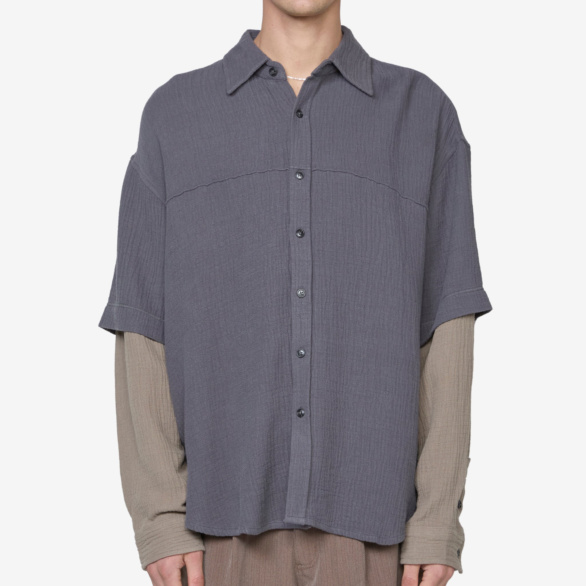 Premium Double-Layered Grey Shirt for Men - Comfortable & Stylish Casual Wear for Everyday Outfits and Office Attire