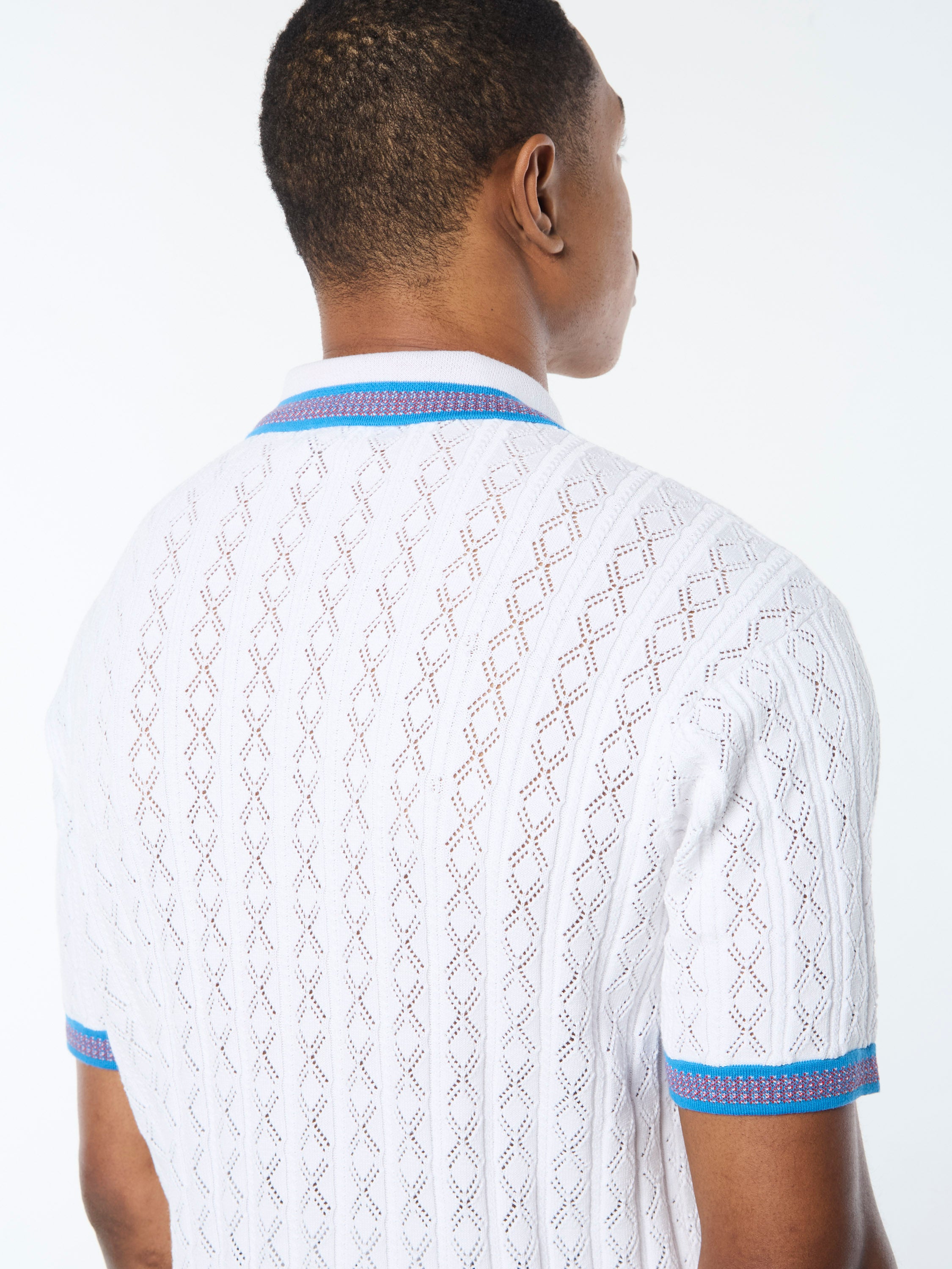 Aldo Pointelle Polo Shirt for Men - Breathable Cotton Knit, Slim Fit, Brilliant White - Perfect for Casual Wear, Office & Summer Outfits