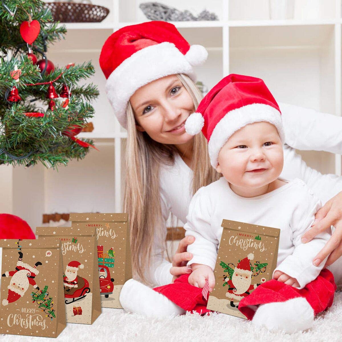 Konsait 24 Days Advent Calendar Christmas Decorations - DIY Countdown Calendar with Gift Bags, Numbers Stickers, Clips & Rope for Holiday Party Favors | Perfect for Christmas Countdown, Home Decor & Gift Giving