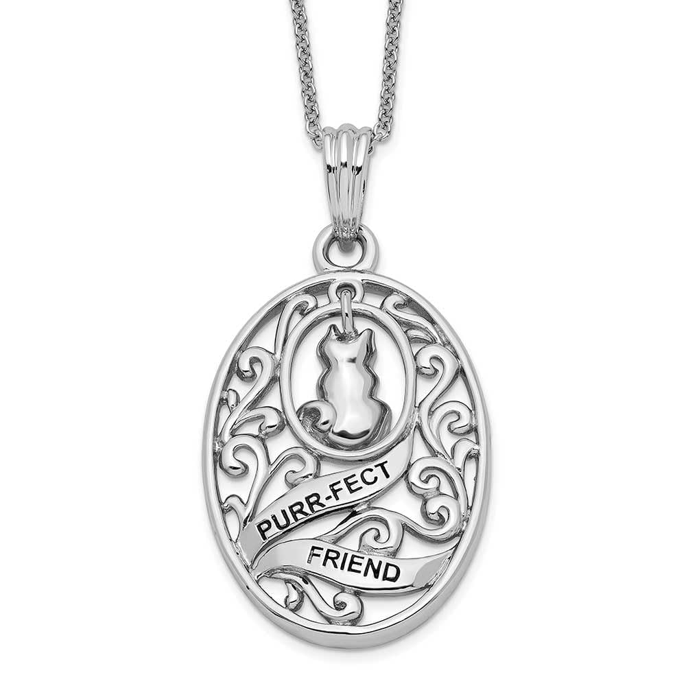 Antiqued Sterling Silver Cat Pendant Necklace - 18 Inch Adjustable Chain - Perfect for Gifts, Birthdays & Animal Lovers Jewelry