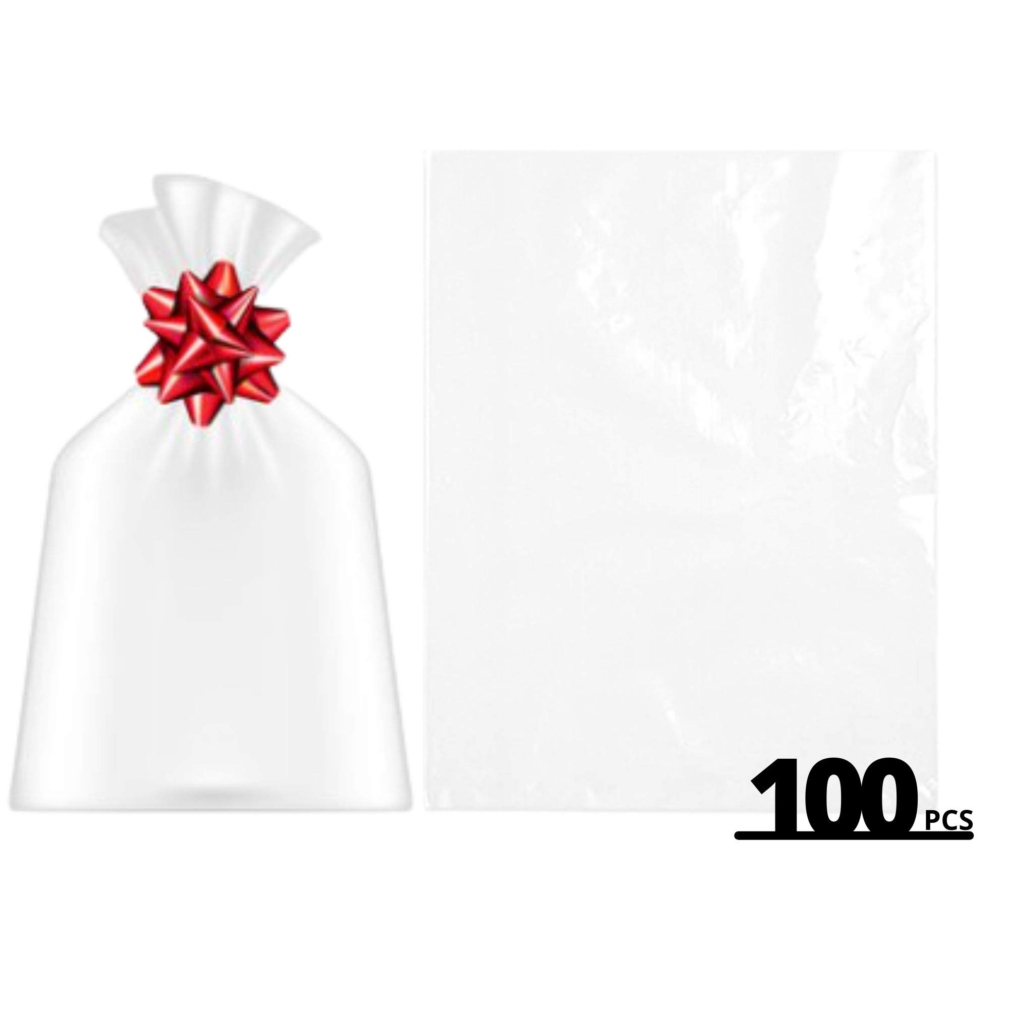 100 Pack 12x18 Inch Clear Plastic Bags - 1 Mil Cellophane Bags with Single Side Opening for Food Storage, Packaging & Industrial Use | Perfect for Bakery, Candy, Crafts & Retail Display