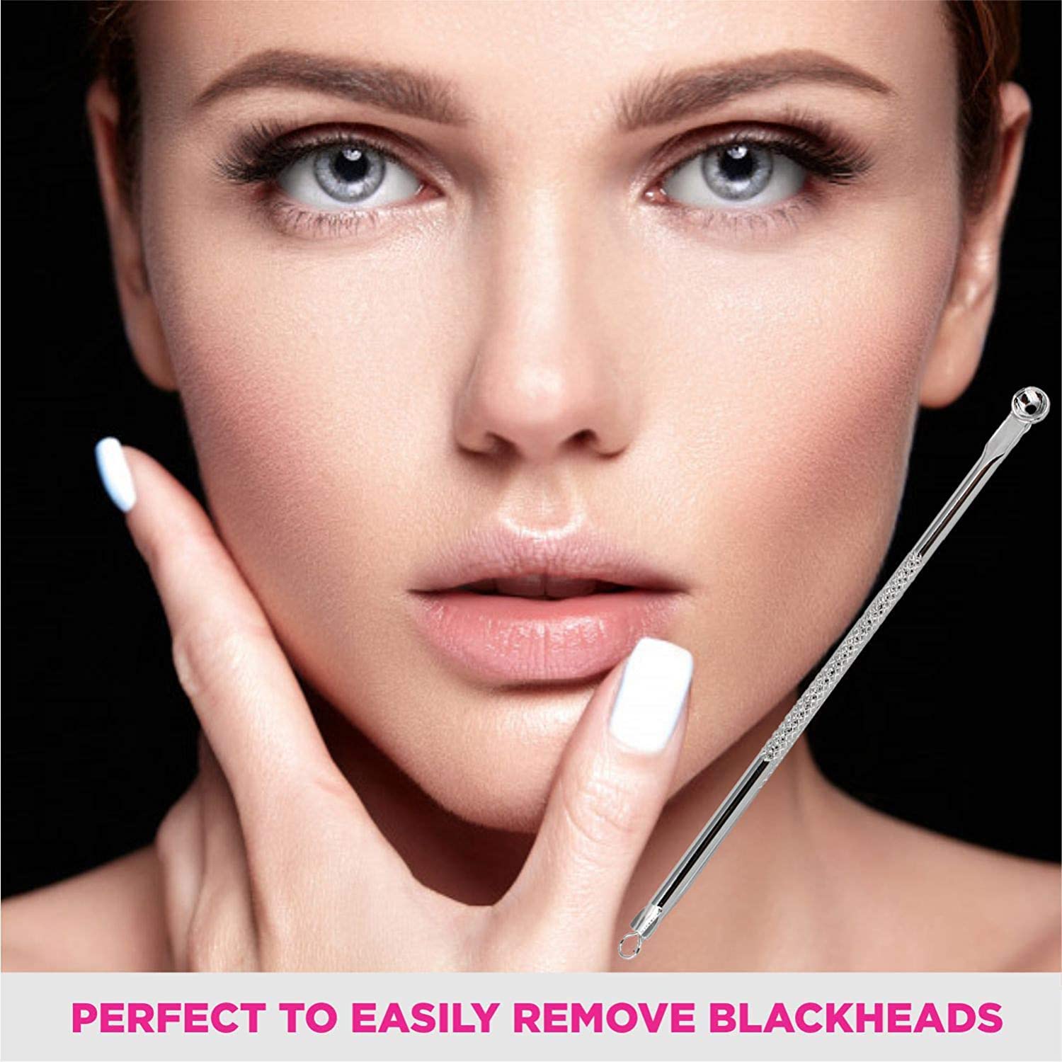 NISHU ENTERPRISES Professional 4-Piece Stainless Steel Blackhead & Pimple Extractor Tool Kit (4.72 Inch) - Acne Removal, Comedone Extractor for Face & Nose - Perfect for Home Skincare & Spa Treatments