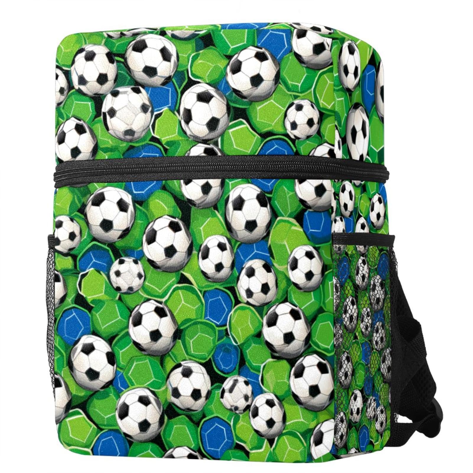 Stylish Travel & Work Backpack with Floral Soccer Ball Design - Perfect for Commuting, School, Sports & Outdoor Adventures