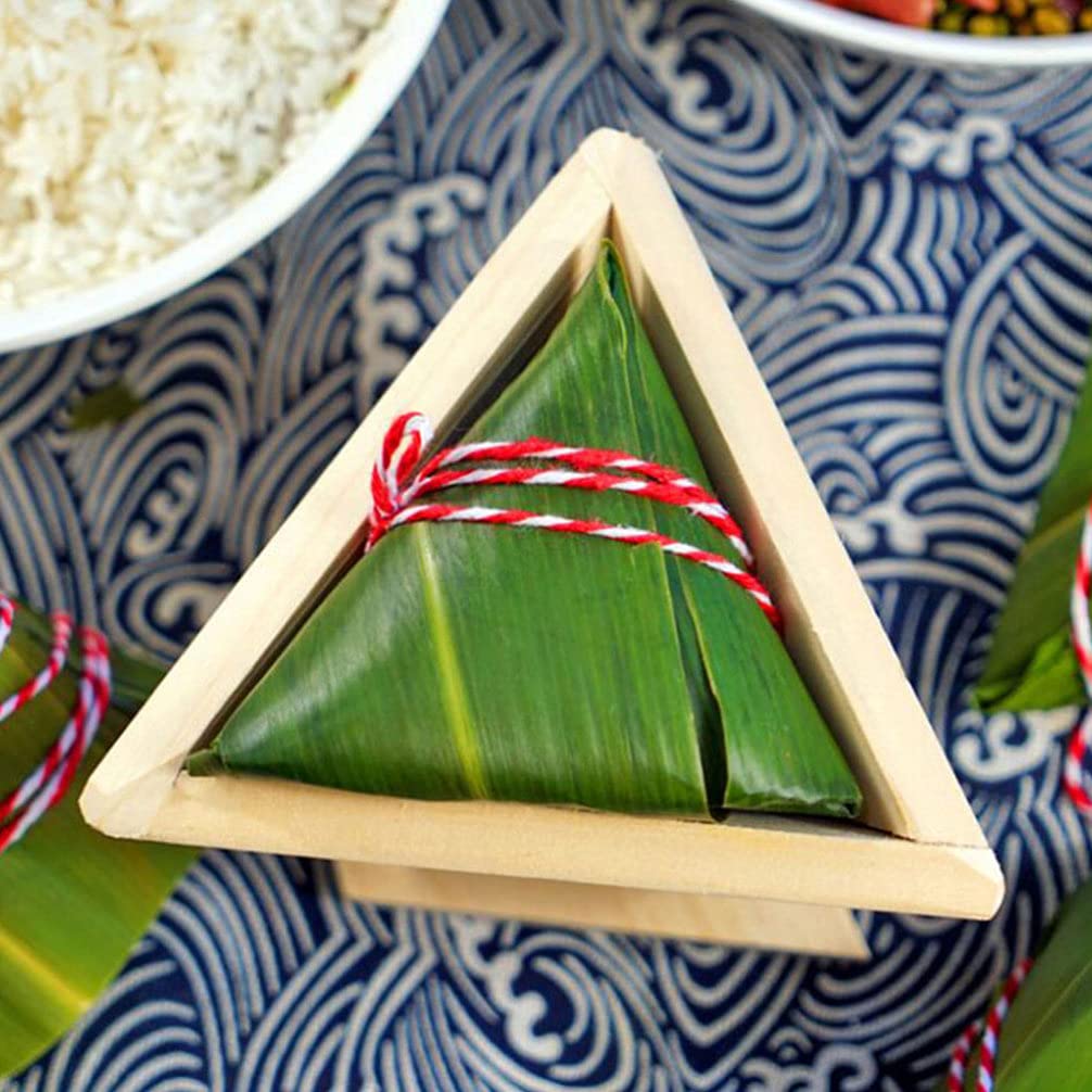 Hemoton 2-Piece Bamboo Zongzi Mold Set - Triangle Rice Ball Maker for Sticky Rice, Dumplings & Chocolate - Wooden DIY Sushi Press for Kids - Perfect for Asian Cooking, Holiday Treats & Party Snacks