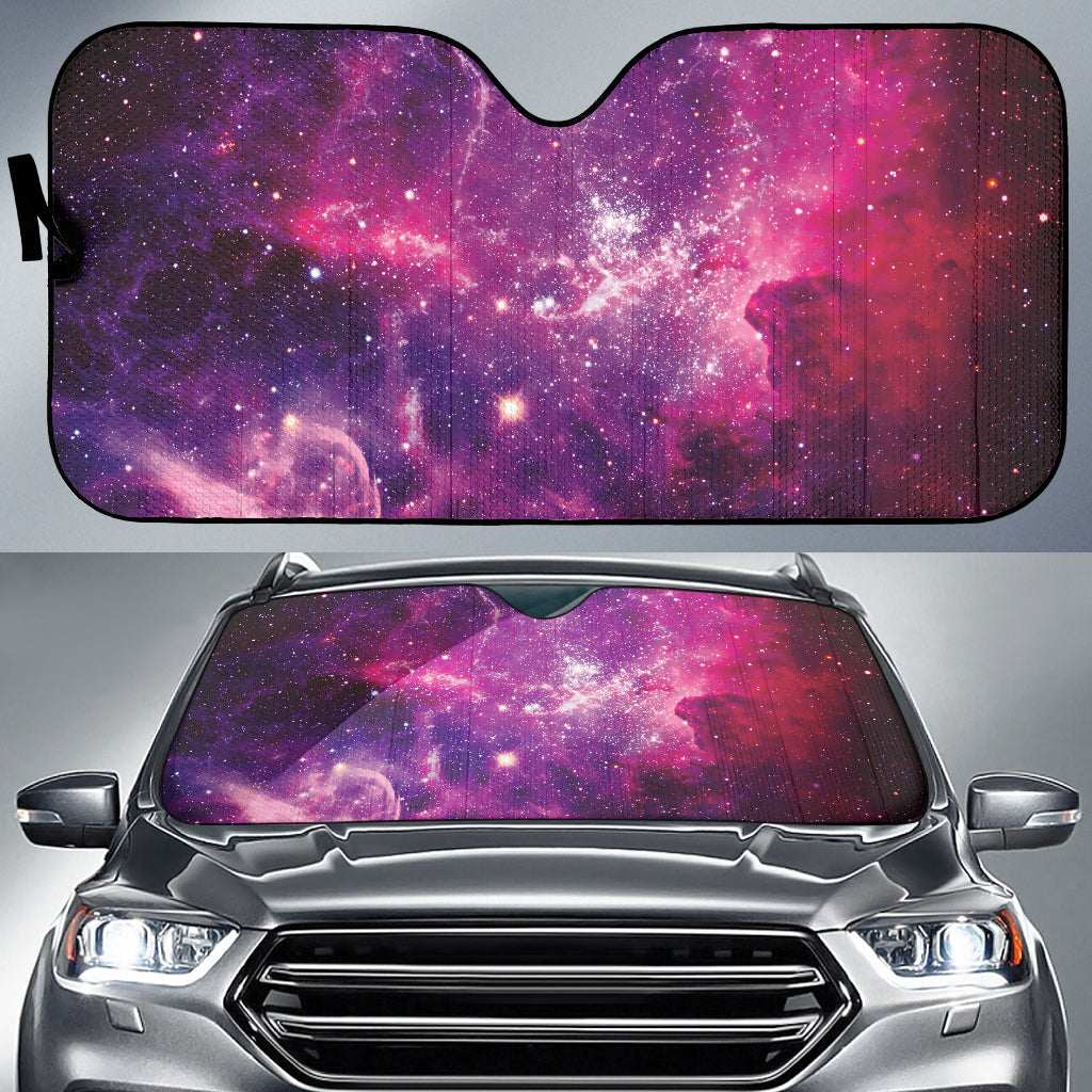 Premium Purple Universe & Planets Car Sun Shade - UV Protection for Vehicles | Perfect for Road Trips, Summer Driving & Child Safety