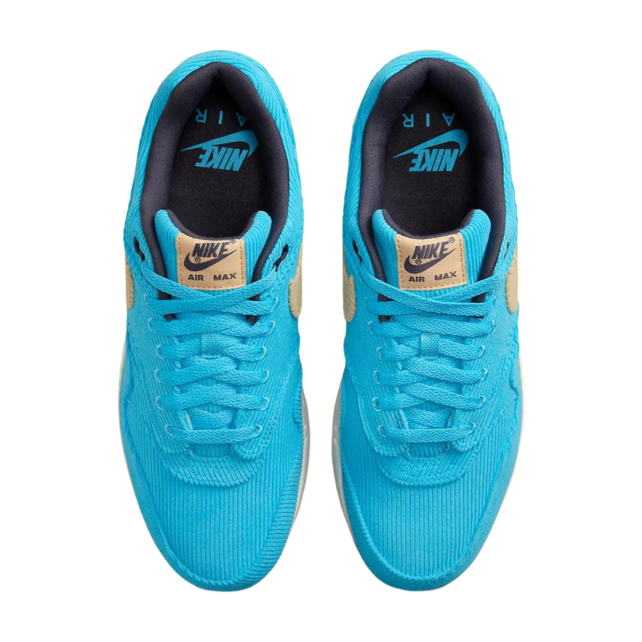 Nike Air Max 1 Corduroy Sneakers in Baltic Blue & Sesame - Retro Running Shoes for Men & Women | Perfect for Casual Wear, Gym & Street Style