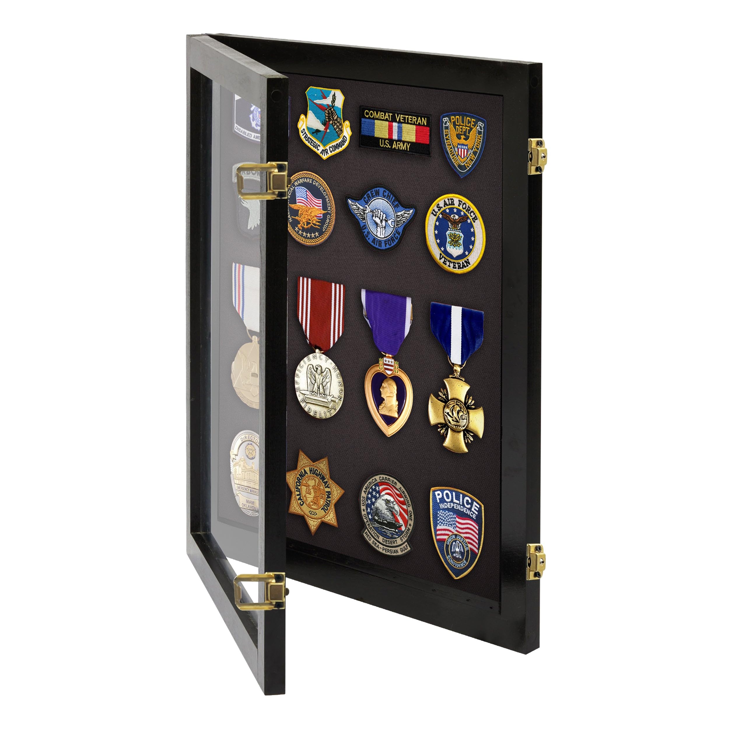 Small Medal Display Case - Acrylic Award & Patches Wall Cabinet for Trophies, Ribbons, Badges - Perfect for Home, Office, or Military Decor