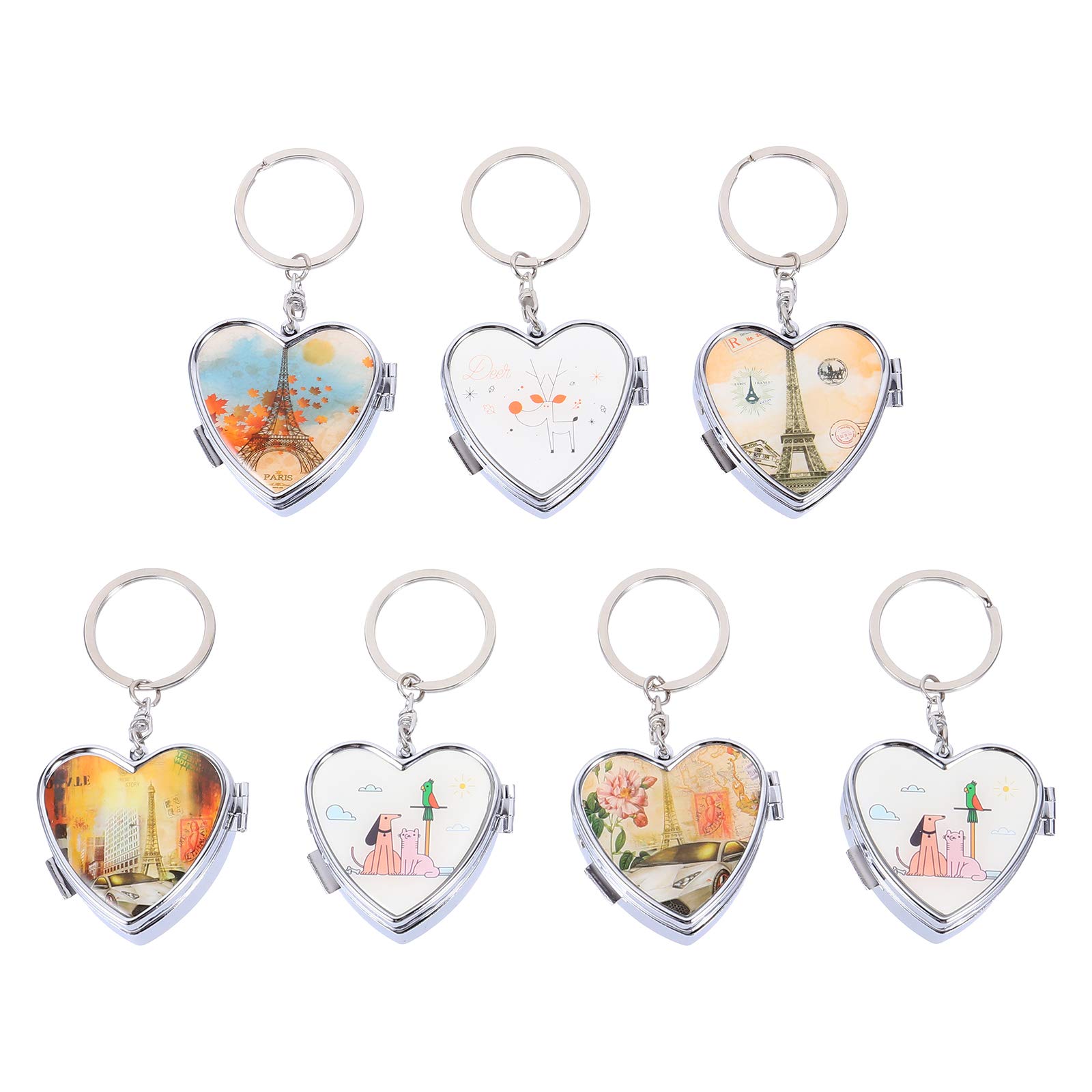 ARTIBETTER 7-Piece Heart Shaped Pill Organizer - Portable Weekly Medication Case with Keychain for Vitamins, Supplements & Daily Pills - Perfect for Travel, Work, and Home Use