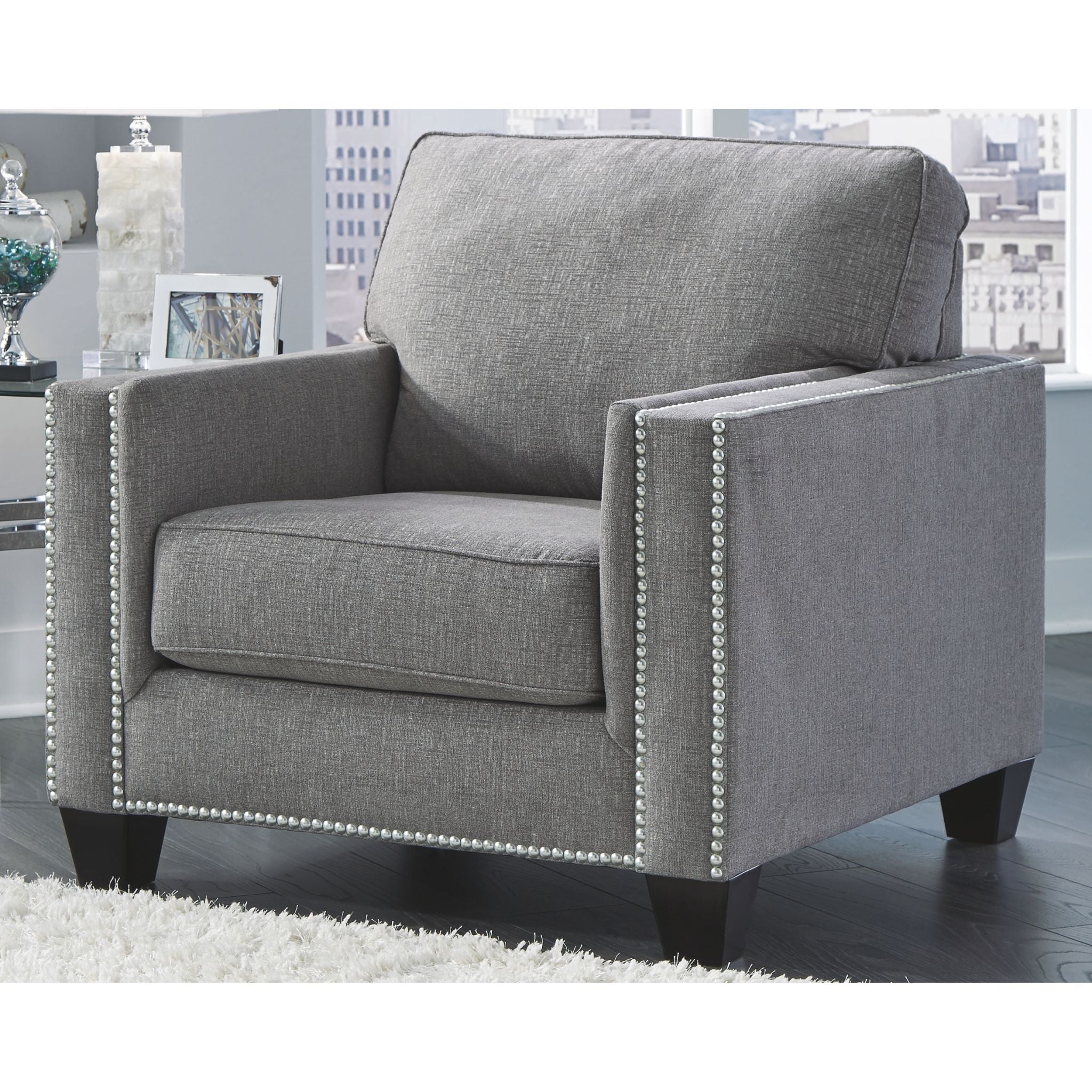 Barrali Chair - Modern Fog Gray Accent Chair for Living Room, Bedroom & Office - Comfortable Upholstered Lounge Chair with Sturdy Metal Legs - Perfect for Reading, Relaxing & Decorating Your Home