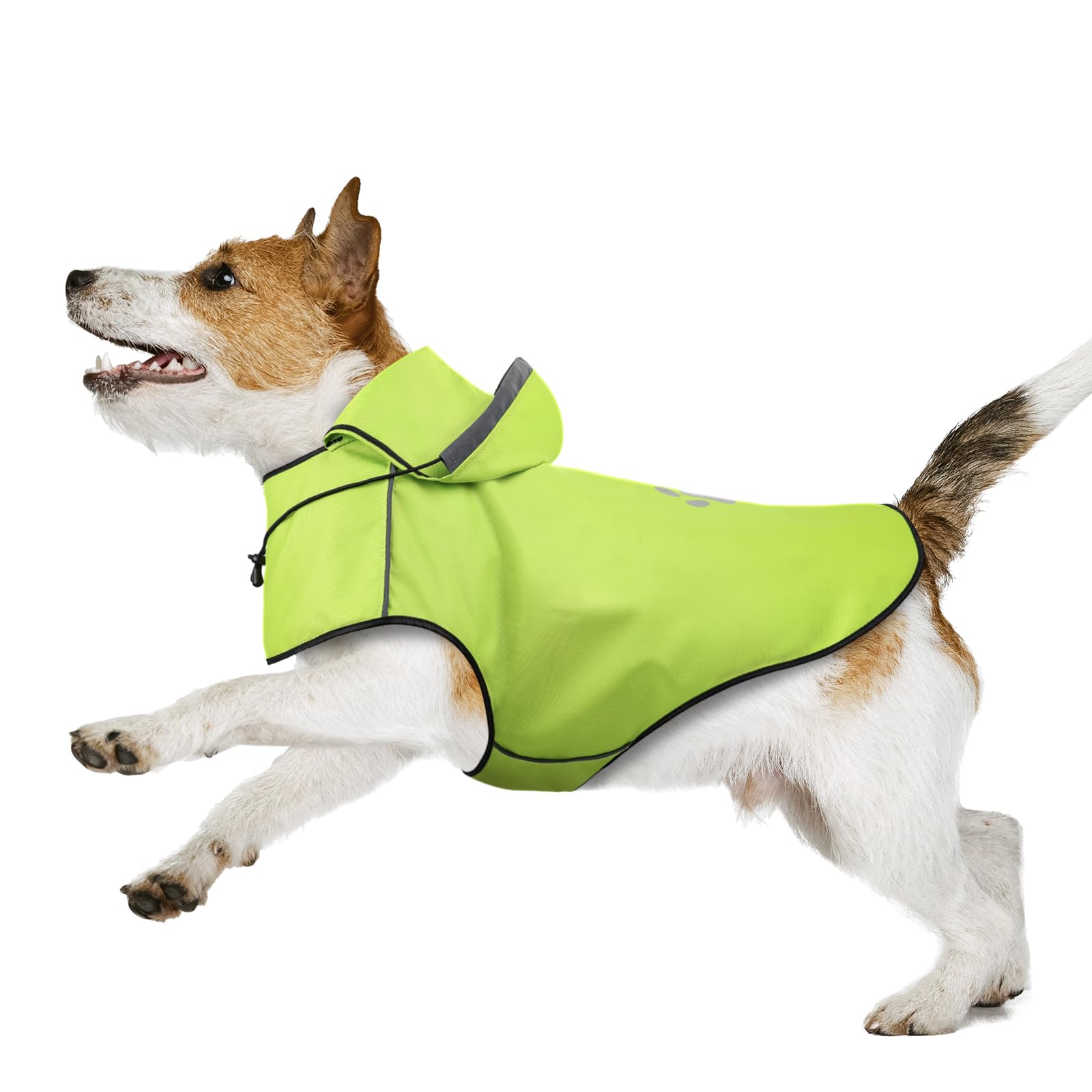 Waterproof Reflective Puppy Raincoat with Hood & Adjustable Drawstring - Small Dog Rain Jacket with Leash Hole for Safety Walking in Rain (Green, Size S) - Perfect for Outdoor Adventures, Park Visits & Wet Weather Protection