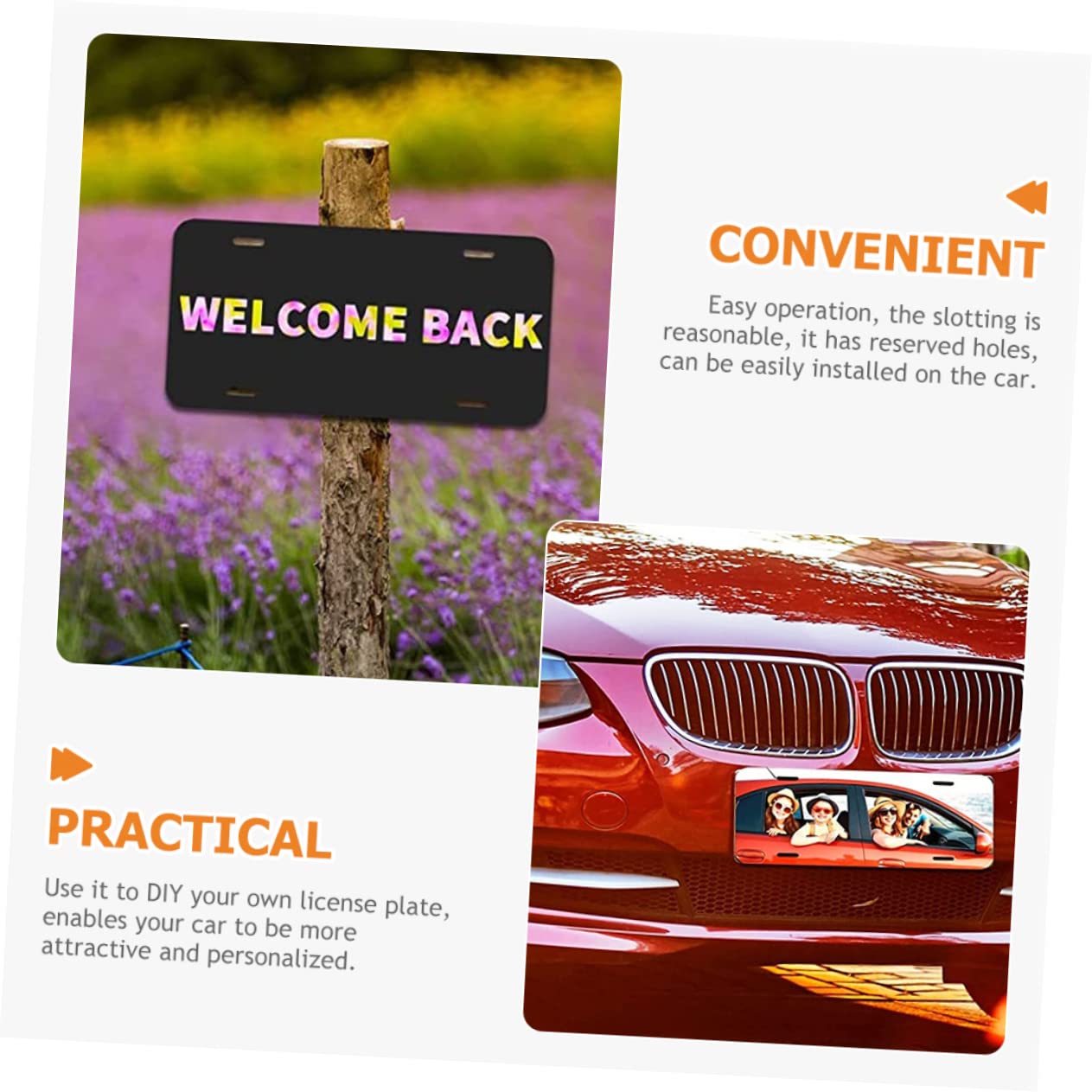 5-Pack DIY Metal Blank License Plates for Cars - White - Customizable Car Accessories for Personalization & Decoration - Perfect for Car Shows, Gifts & DIY Projects