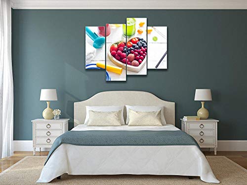 Premium Heart Stethoscope Diet & Fitness Gym Equipment - Modern Abstract Canvas Wall Art Set of 4 Panels for Home Decor, Clinic Office, or Gift | White Background Framed Painting Prints