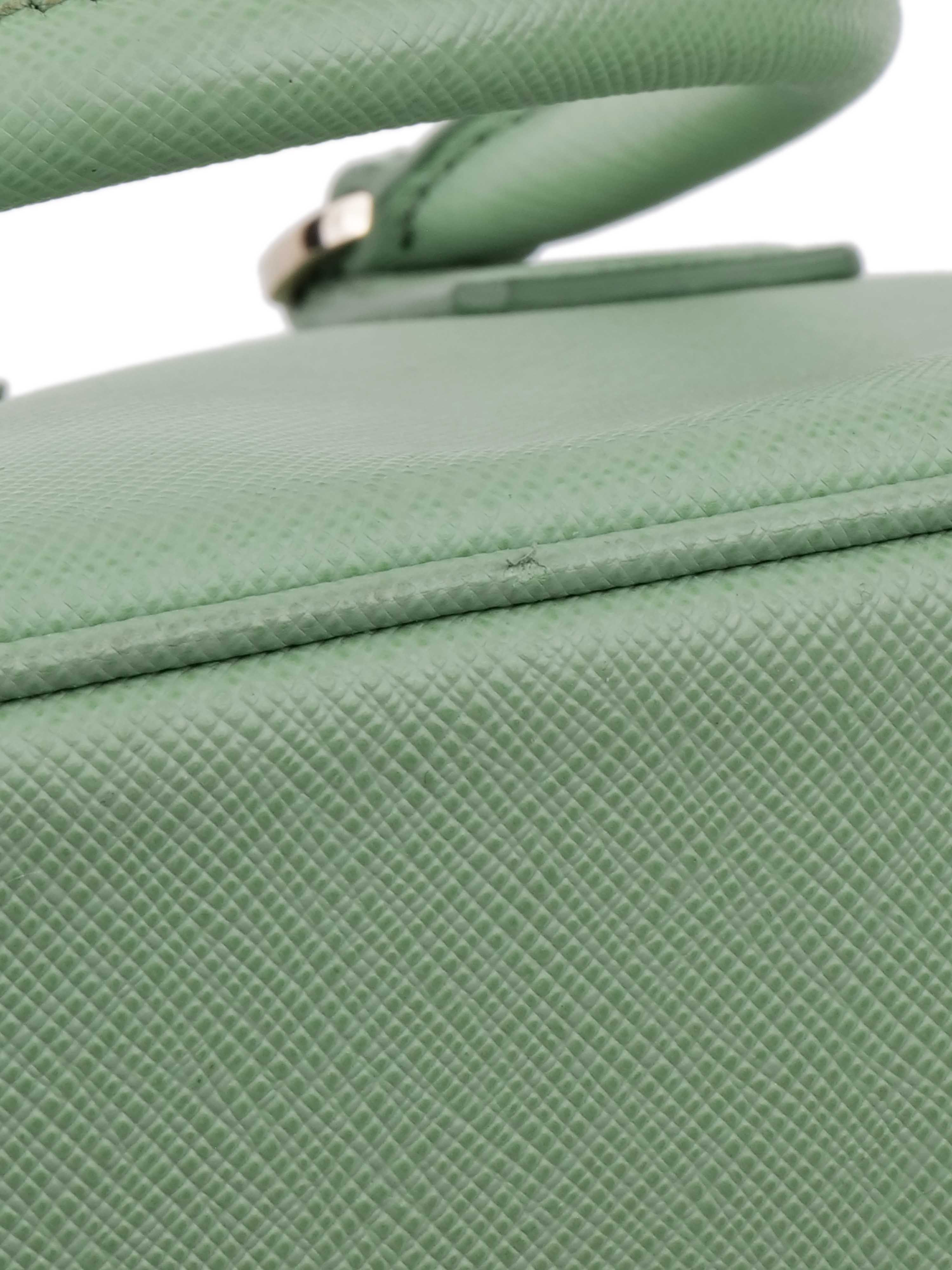 Prada Mint Green Saffiano Leather Double Zipper Small Tote Bag for Women | Luxury Designer Handbag for Work, Travel & Everyday Use