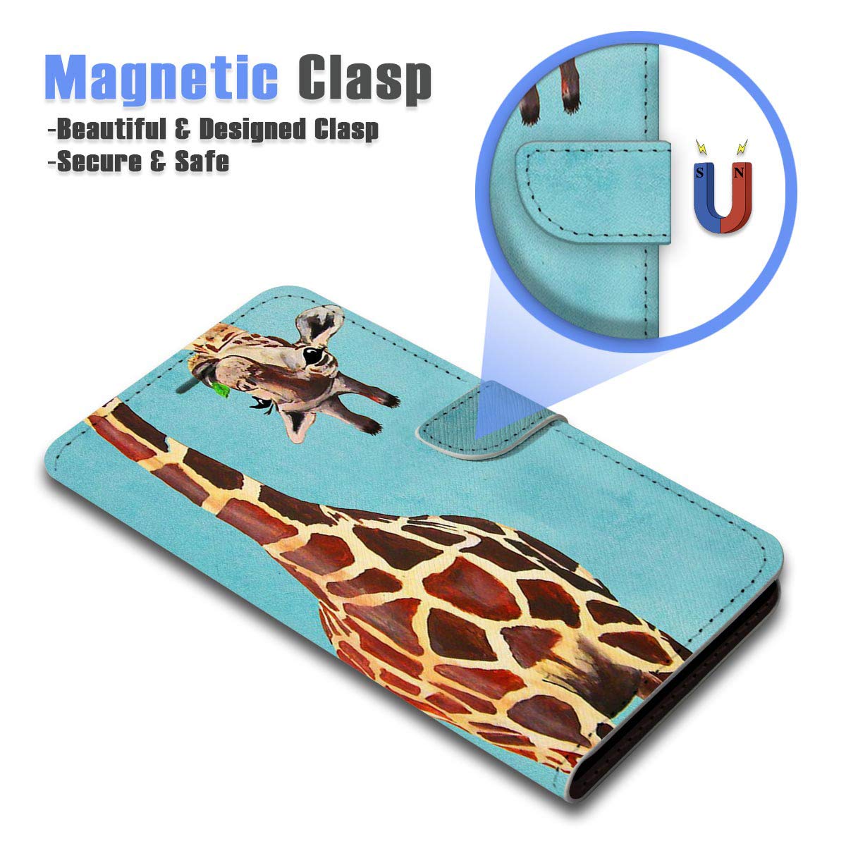 Funny Giraffe Flip Wallet Case for iPhone 13 Pro Max - Slim Protective Cover with Card Slots & Stand Feature | Perfect for Daily Use, Travel, and Hands-Free Viewing