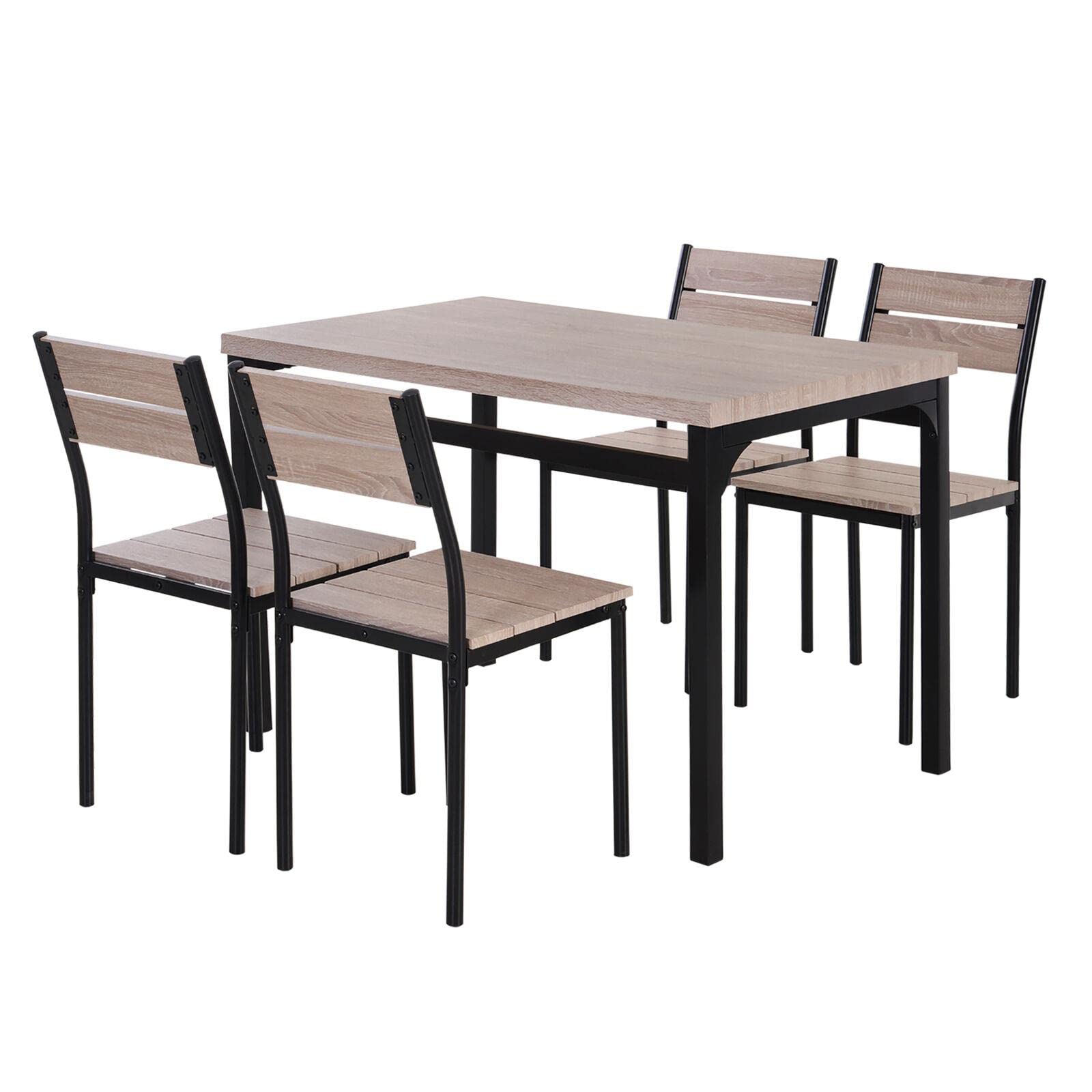 5-Piece Wooden Bar Dining Set - Counter Height Table & Chairs for Kitchen, Dining Room, Bar - Modern Home Furniture for Small Spaces, Apartments, Restaurants & Outdoor Patio Use