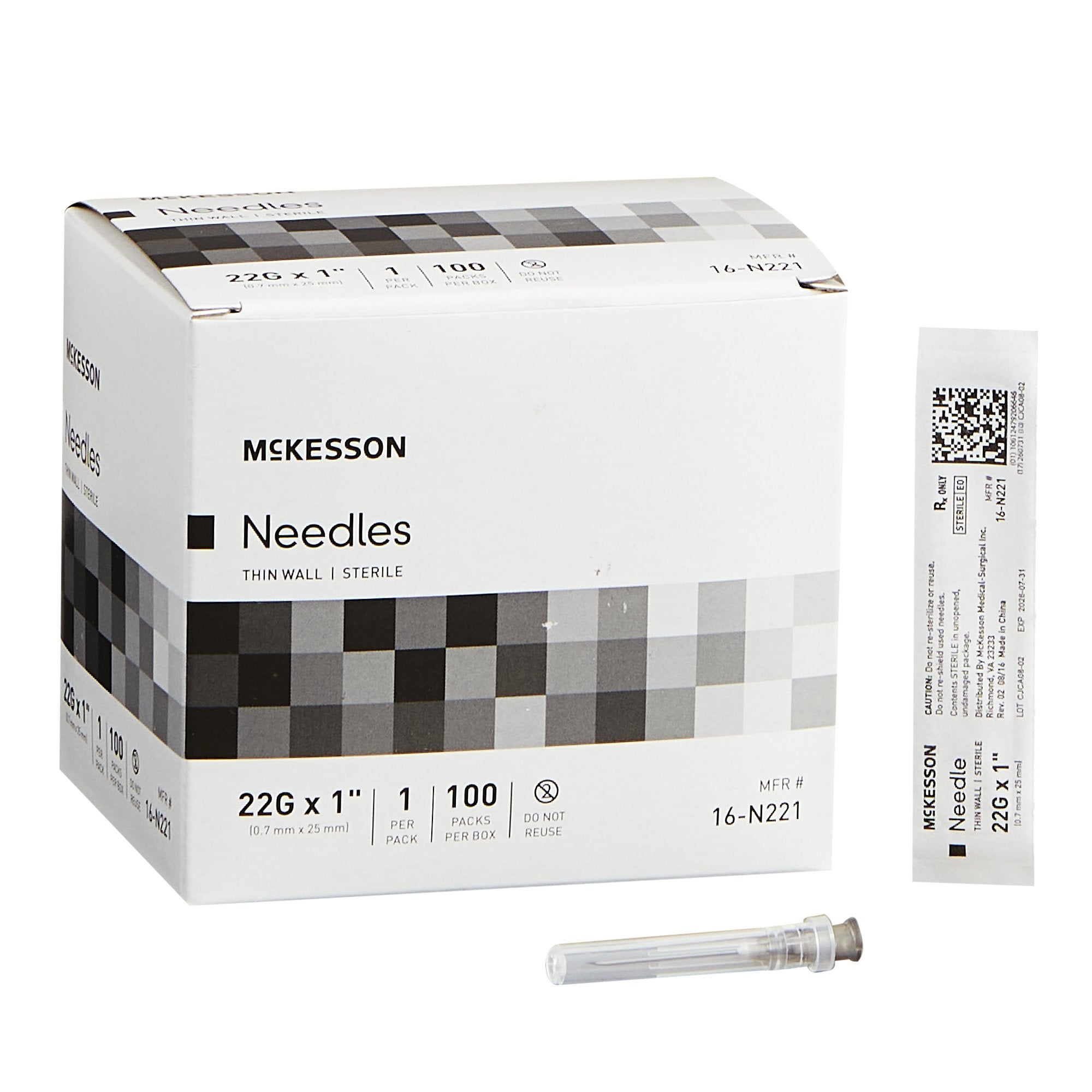 McKesson Hypodermic Needles - Sterile Disposable Syringe Needles for Medical, Veterinary & Diabetic Use (Various Sizes) | Perfect for Injections, Blood Draw & Lab Procedures