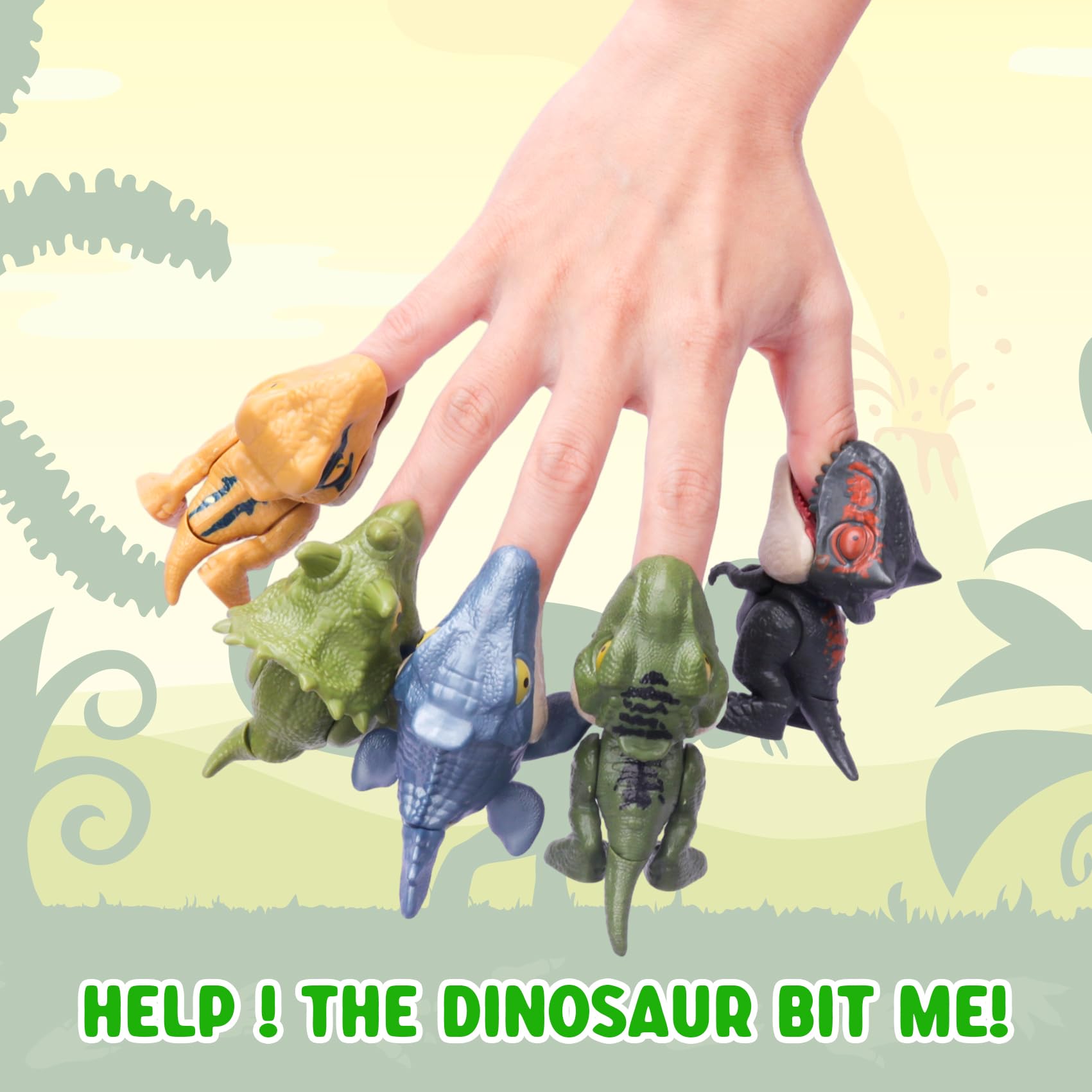 6PCS Biting Finger Dinosaurs Toy Set - Snap Squad Dino Collectibles for Kids 3+ | Fun Dinosaur Party Favors, Birthday Gifts & Easter Egg Fillers | Perfect for Playtime, Decorations & Dino-Themed Events