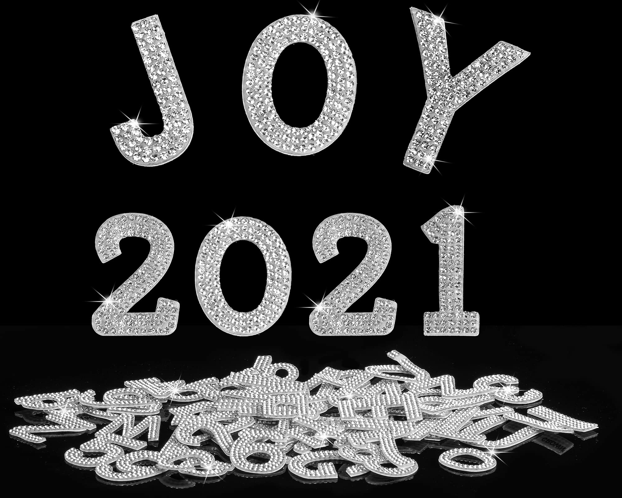 124 Pieces Self-Adhesive Glitter Rhinestone Alphabet Letter & Number Stickers - Silver Bling Crystal ABC 123 Decals for Graduation Cap Decor, Scrapbooking, DIY Crafts, Party Supplies & Nail Art