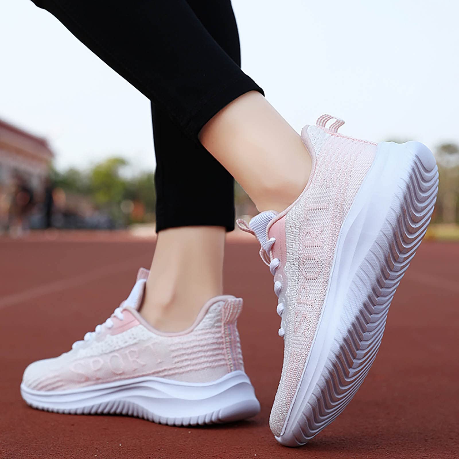 Women's Breathable Mesh Sneakers - Lightweight Casual Walking Shoes for Outdoor, Gym & Travel - Water-Resistant Comfort Socks (Pink, Size 6.5) | Perfect for Running, Hiking & Daily Wear