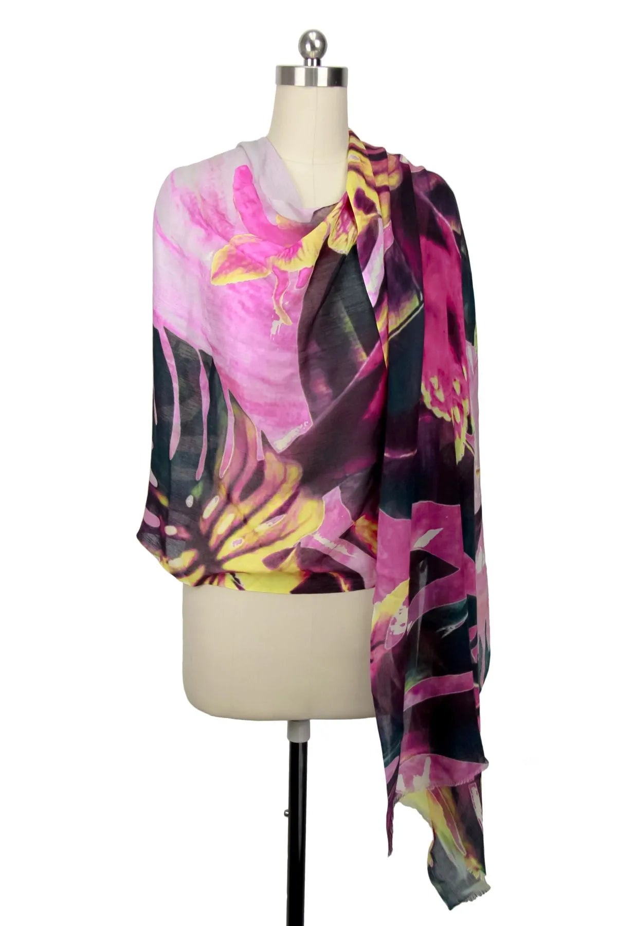 Floral Tropical Scarf - Lightweight Summer Fashion Accessory for Women, Beach Cover Up, Boho Style Wrap, Travel & Outdoor Activities