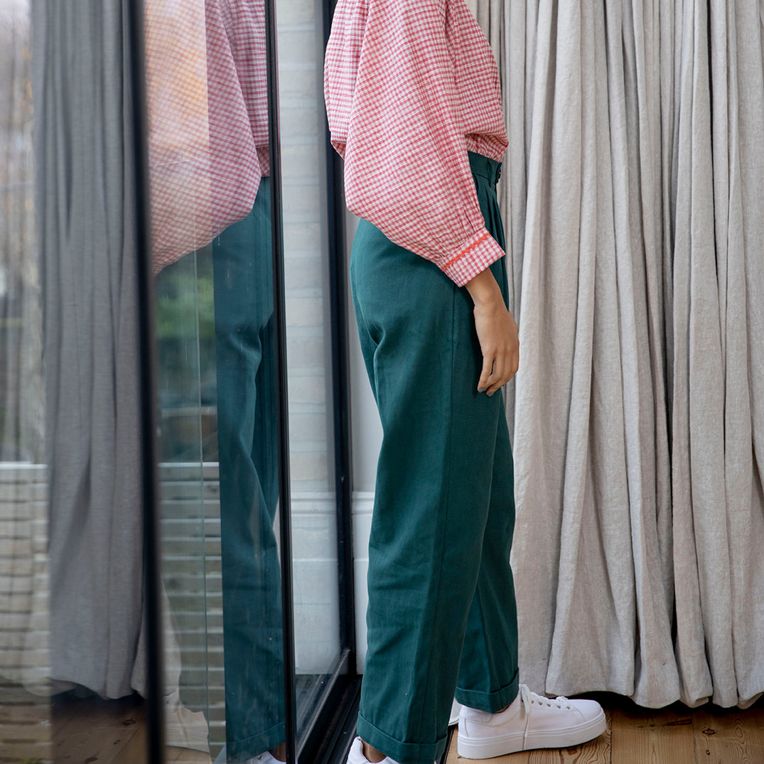 Lowie Lowie Women's Sage Green Pleated Front Trousers - Comfortable Stretch Work Pants for Office & Business Casual Wear