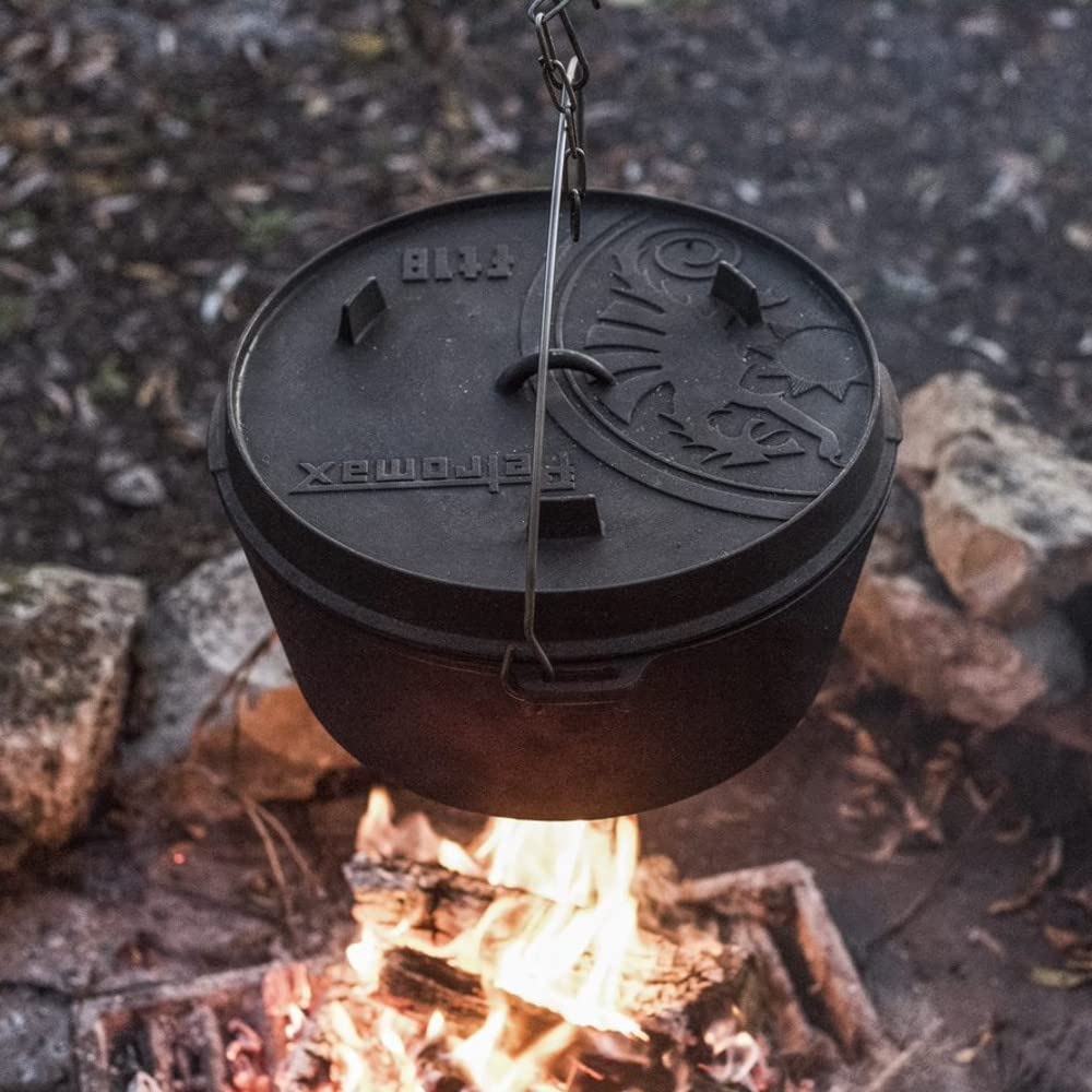 Petromax Pre-Seasoned Cast Iron Dutch Oven for Outdoor Campfire Cooking & Home Kitchen Baking - Even Heat Distribution with 3 Legs - Perfect for Camping, Backpacking, and Homemade Bread Baking