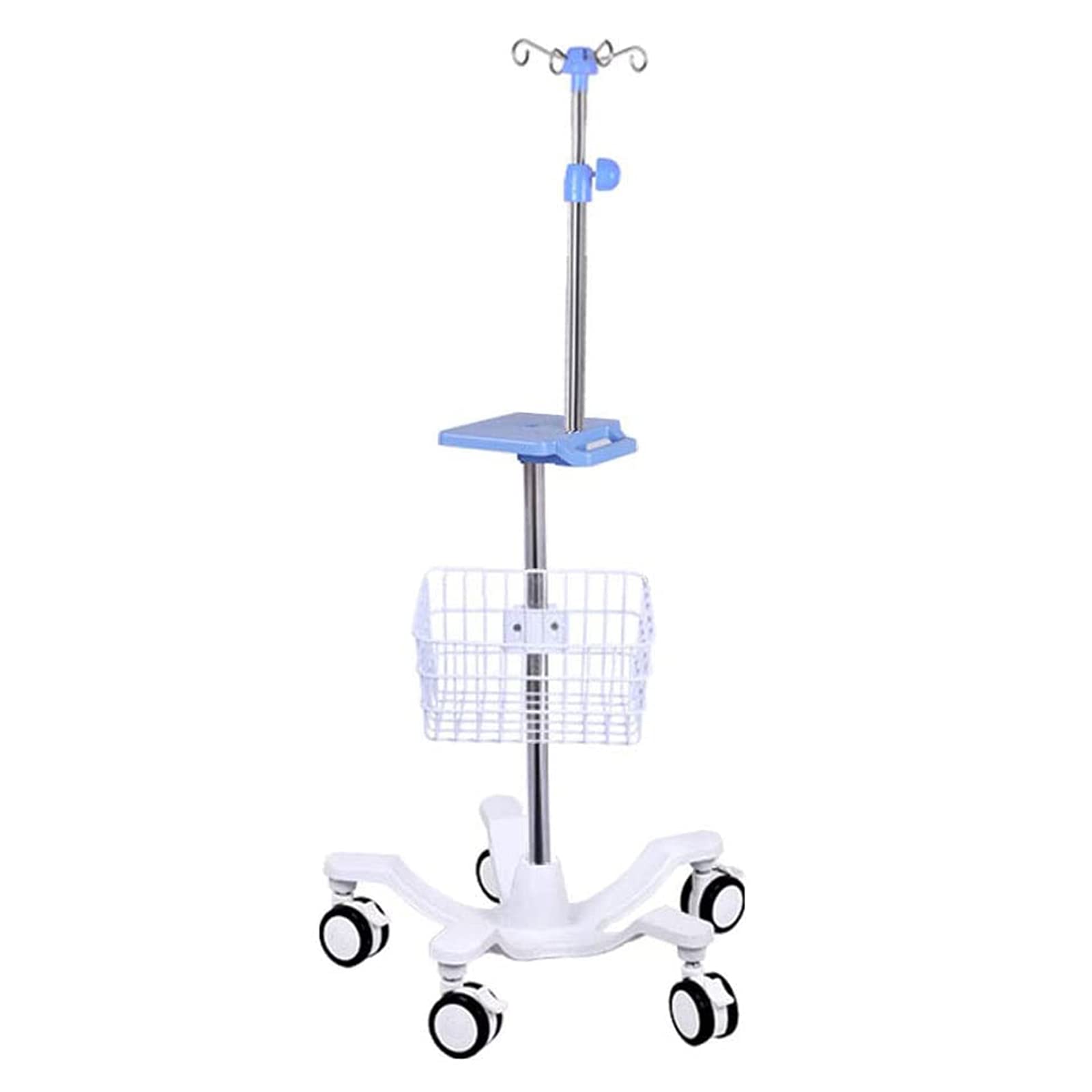 Adjustable Stainless Steel IV Pole with Wheels & Tray - Portable Infusion Stand for Home Care, Hospitals & Clinics - Ideal for Elderly Patients, IV Therapy & Medical Treatments