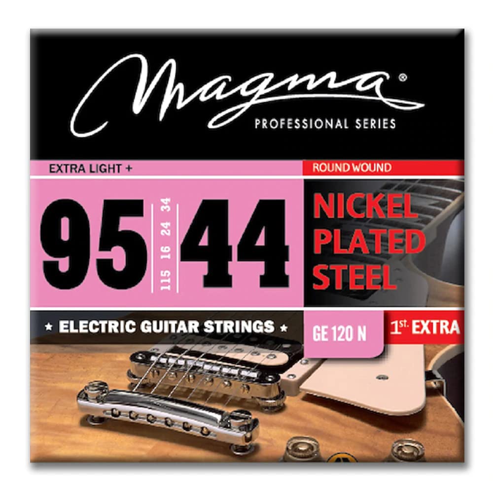 Magma Electric Guitar Strings - Regular Light Gauge 0095-044 Nickel-Plated Steel Set (GE120N) | Perfect for Rock, Blues & Jazz Performances