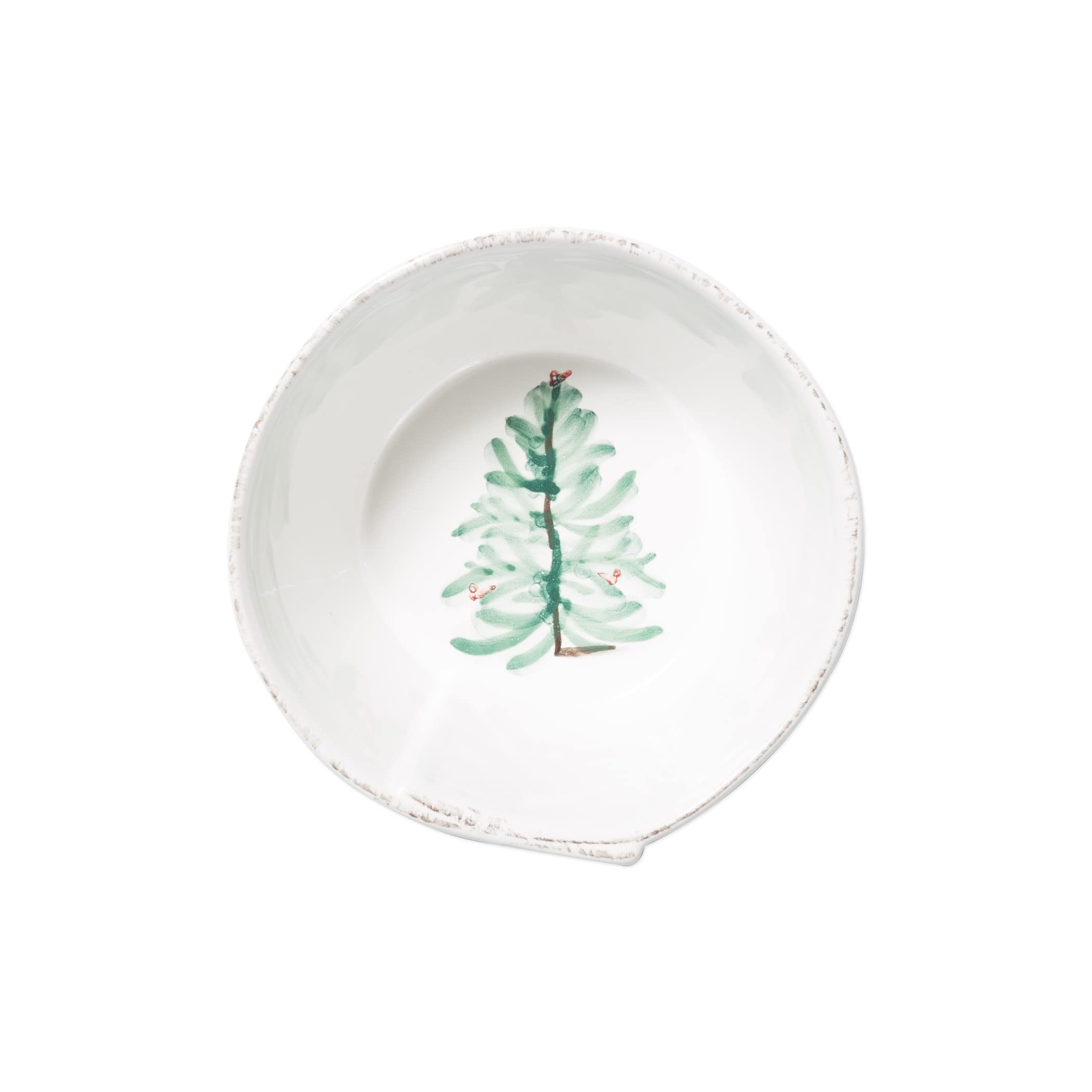 Vietri Lastra Holiday White Stacking Soup and Cereal Bowl Set - 4-Piece 6-Inch Stoneware Deep Oatmeal Dining Dish for Everyday Meals, Entertaining & Holiday Gatherings