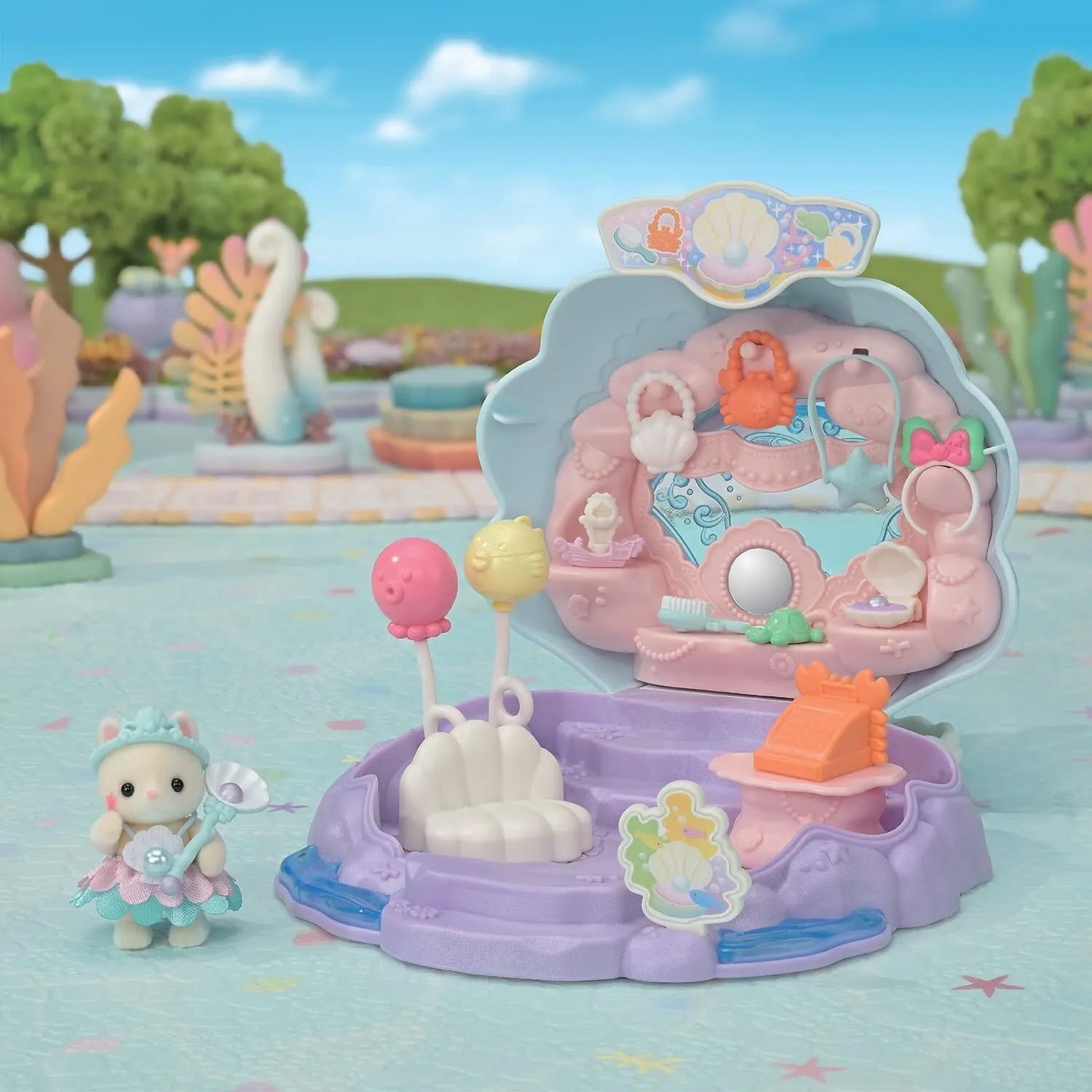 Calico Critters Baby Mermaid Shop Playset - Adorable Collectible Mermaid Dollhouse Toys for Kids | Perfect for Pretend Play, Birthday Gifts & Underwater Themed Room Decor