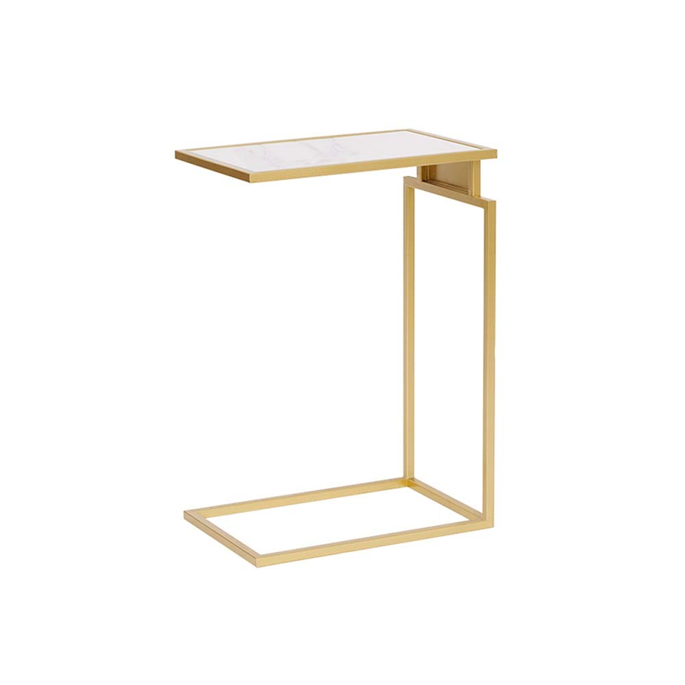 C-Shape Snack Side Table with Marble Top & Metal Frame - Modern Nesting End Table for Living Room, Bedroom, or Office - Perfect for Coffee, Books, and Decor