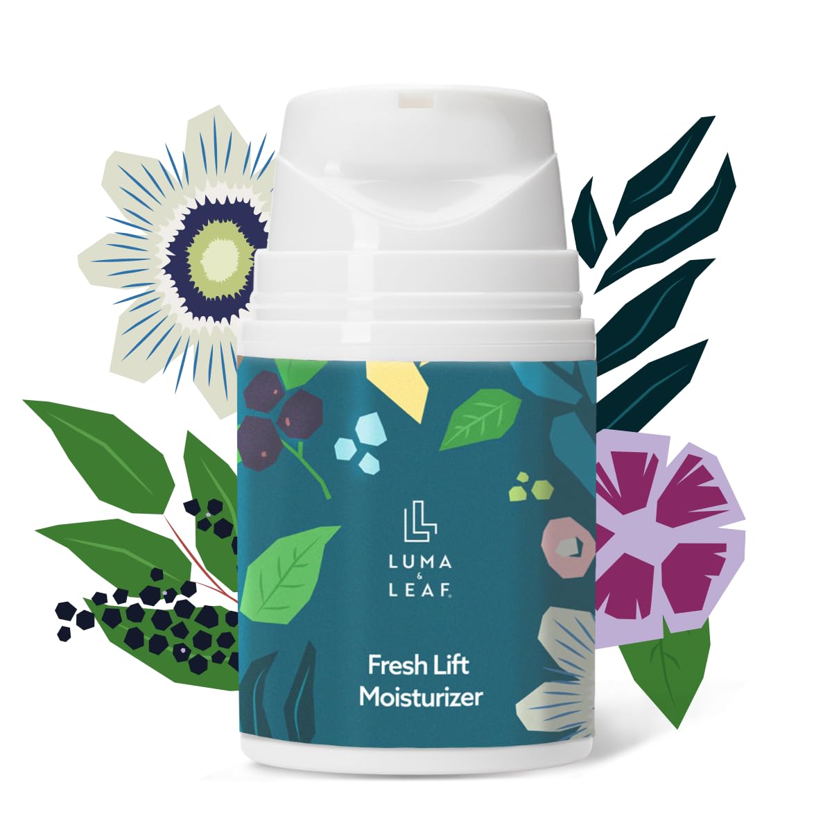 LUMA & LEAF Fresh Lift Anti-Aging Facial Moisturizer - 1.7 Fl Oz Hydrating Collagen Cream for Wrinkle Reduction & Skin Elasticity | Natural Daily Moisturizer with Skin Barrier Protection | Perfect for Mature Skin & Nighttime Skincare Routine