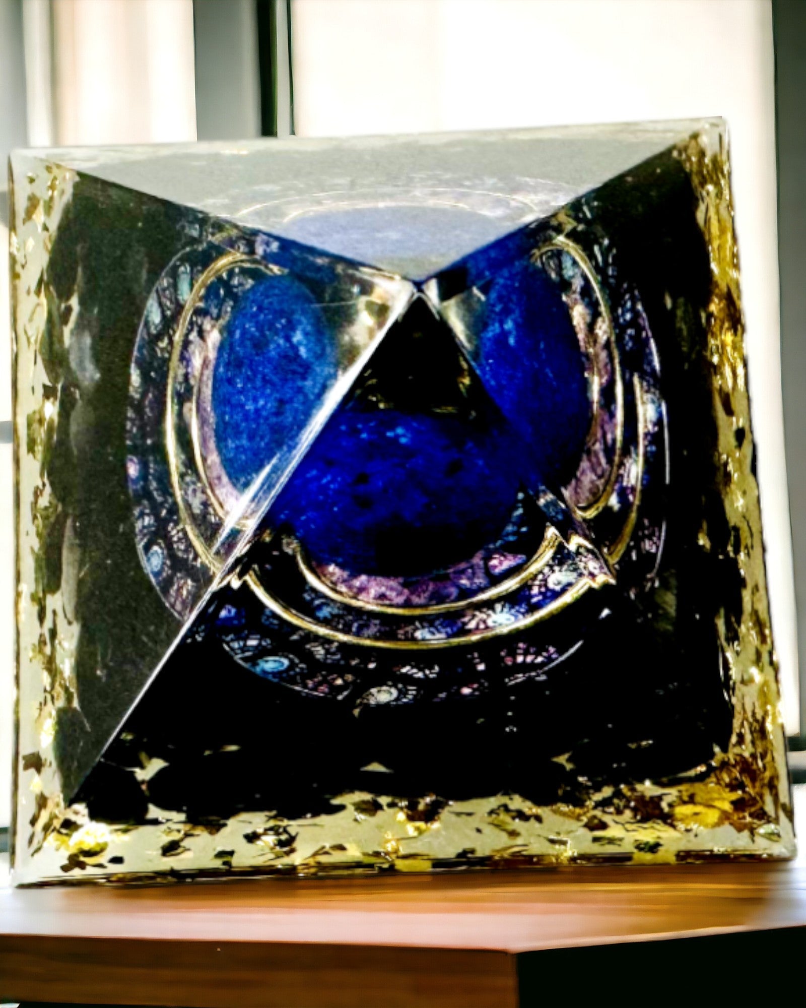 Orgonite Energy Pyramid with Crystals for Meditation & Healing - Positive Energy Generator for Home, Office & Spiritual Practice | Stress Relief & Abundance Enhancer
