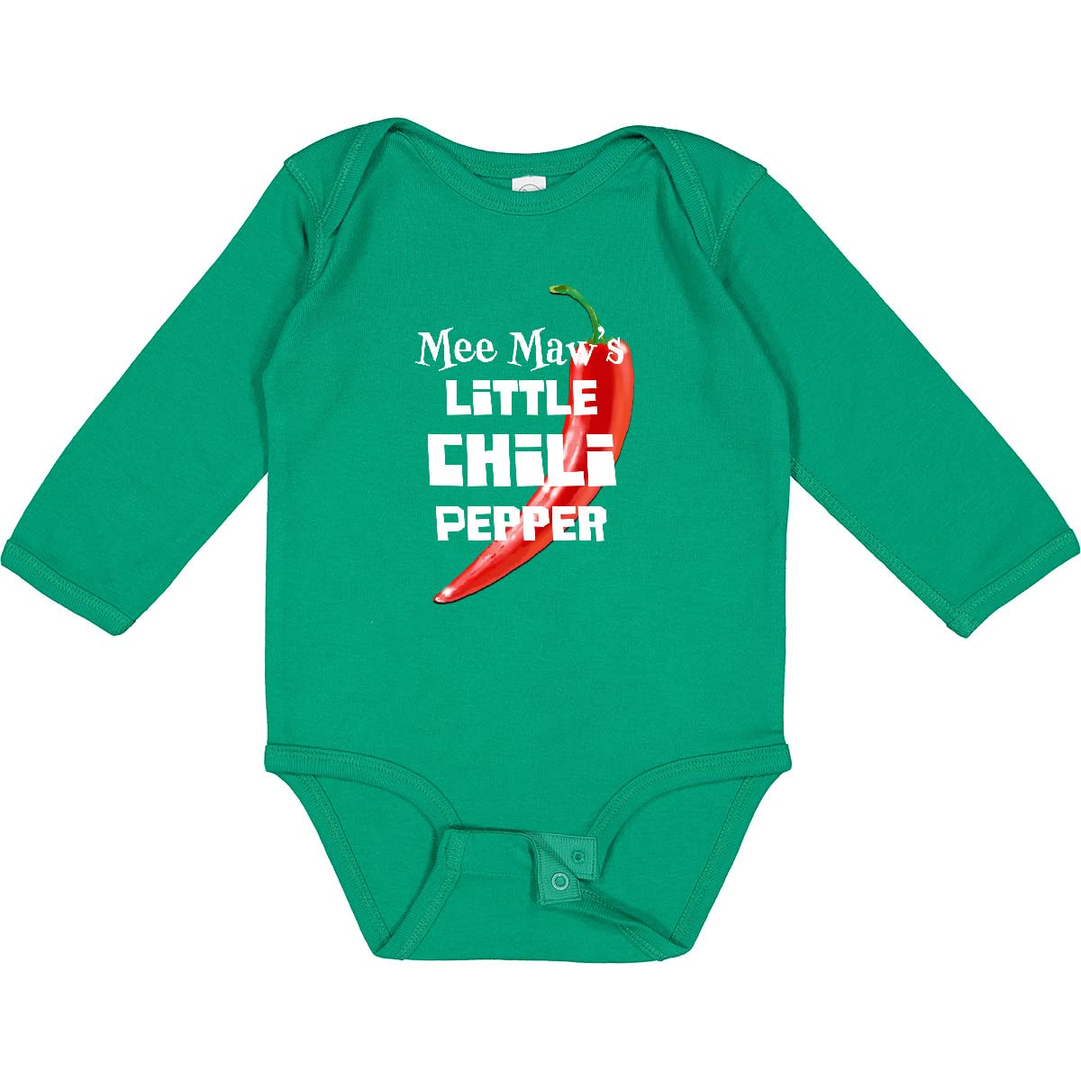 Inktastic Mee Maw's Little Chili Pepper Baby Long Sleeve Bodysuit - Cute Infant Outfit for Family Photos & Holiday Celebrations