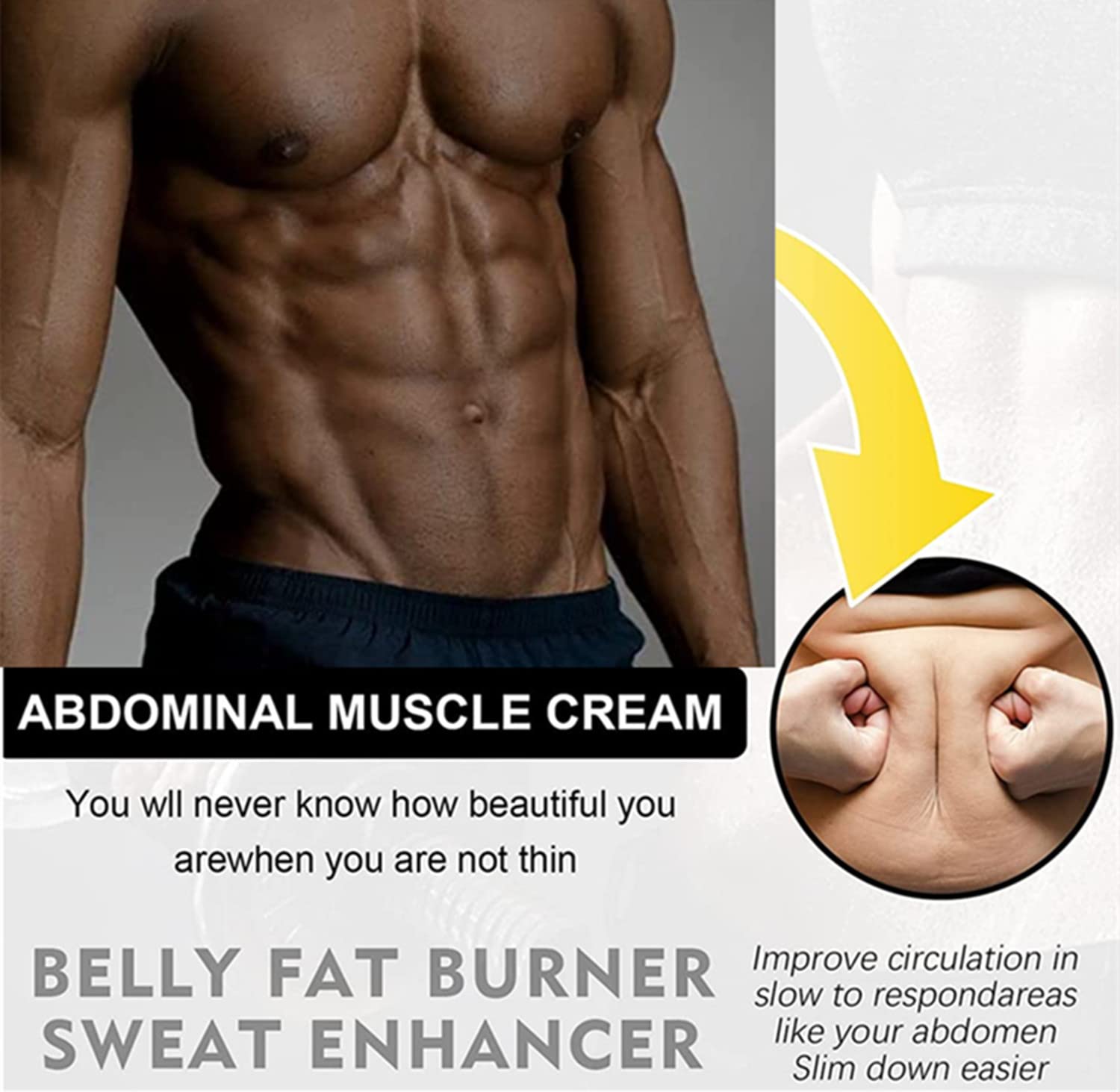 Sculptique Abs Sculpting Cream - Skin Tightening & Body Contouring Cream for Men | Workout Enhancer Sweat Cream | Tummy Toner for Gym & Postpartum Recovery | 60g (3-Pack)