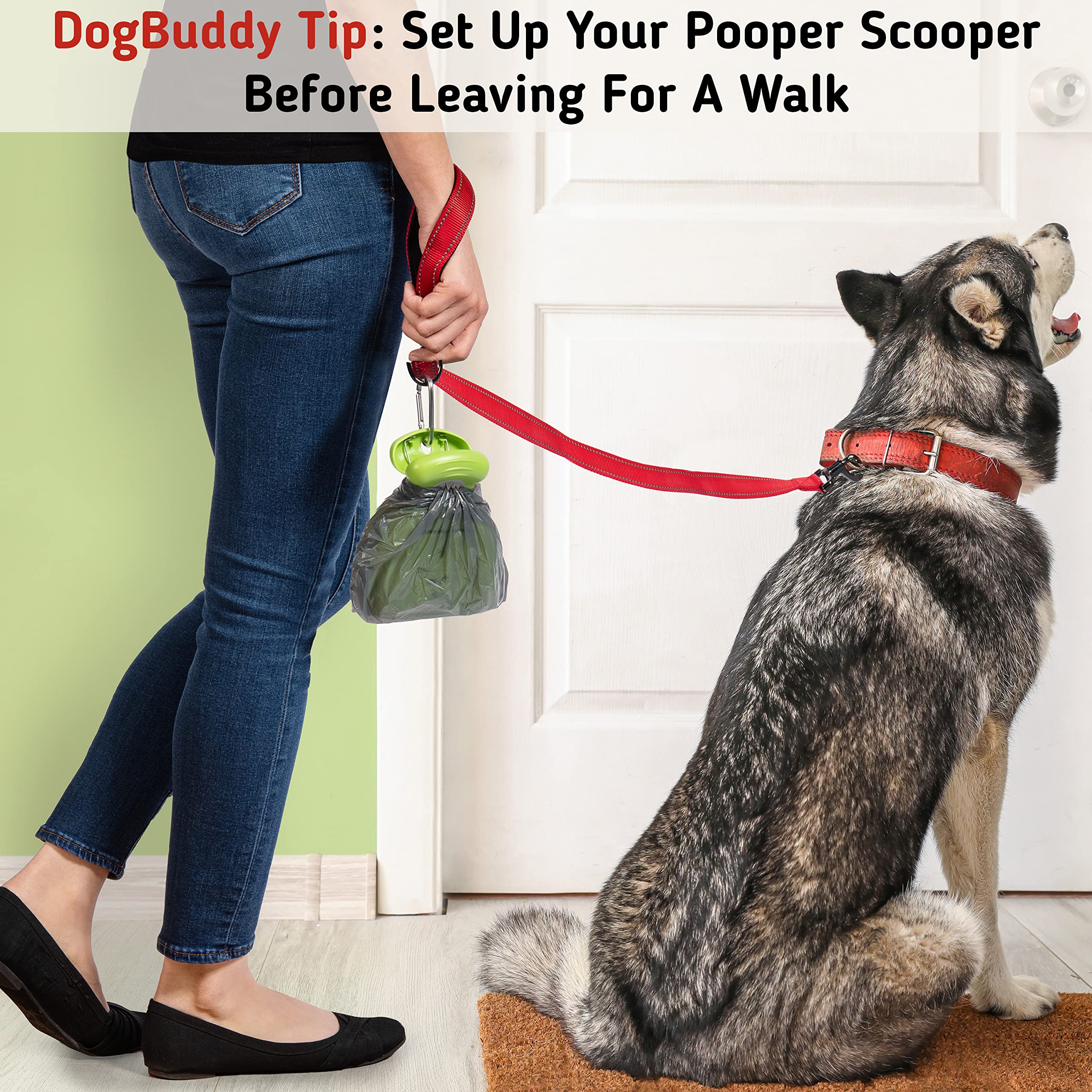 **DogBuddy Pooper Scooper for Small & Large Dogs - Portable Dog Waste Scoop with Bag Holder, Leash Clip & Included Waste Bags - Medium Taupe - Ideal for Backyard, Park & Travel Cleanup**