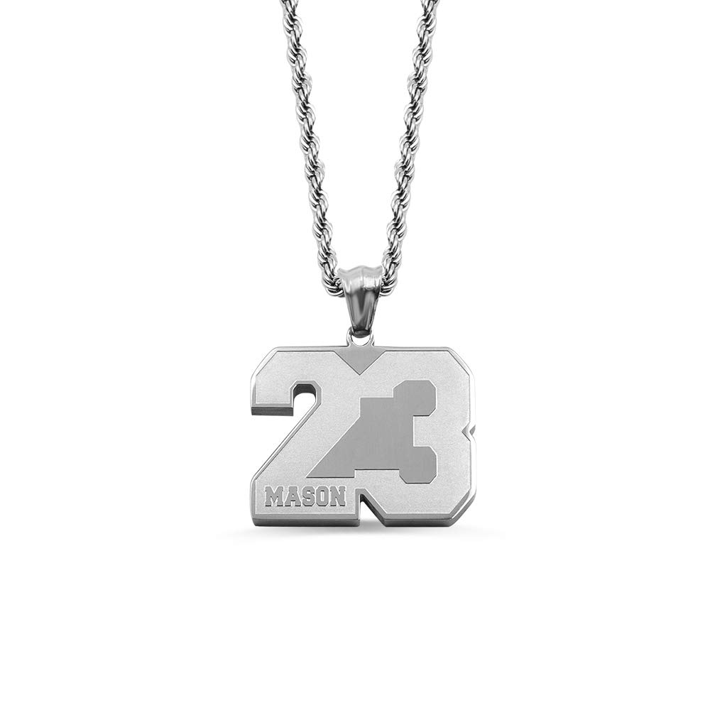 Custom Sports Number Necklace with Name - Personalized Baseball Football Basketball Jersey Number Pendant - Lucky Number Charm Gift for Athletes, Fans, and Sports Lovers - Perfect for Game Day, Birthdays, and Team Spirit