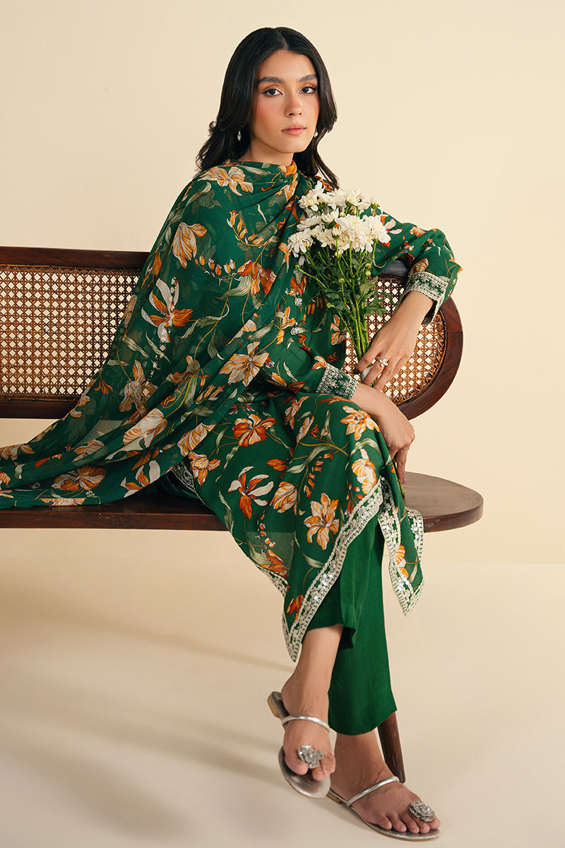 Green Sparkle 2-Piece Outfit (Shirt & Dupatta) - Elegant Indian Ethnic Wear for Festivals, Weddings & Special Occasions