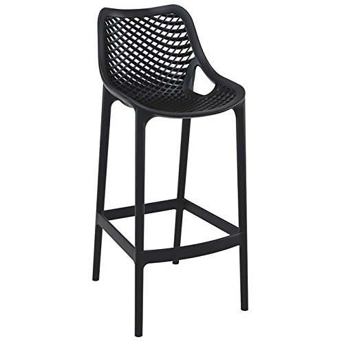 Premium Black Compamia Air Patio Bar Stools (Set of 2) - Modern Outdoor Counter Height Chairs for Backyard, Deck, Garden & Poolside Seating