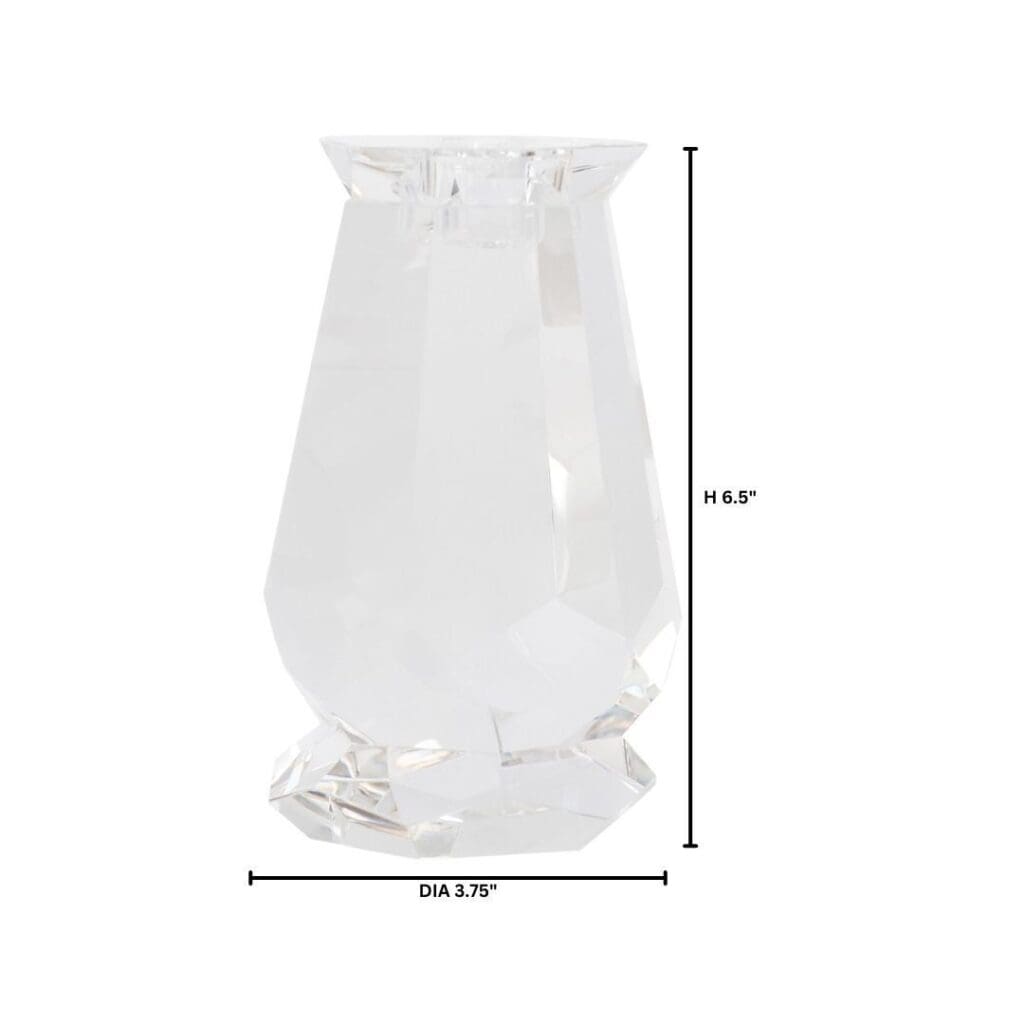 Cyan Design 11765 Clear Faceted Glass Candle Holder - Short Height for Tabletop, Wedding Centerpiece, and Home Decor