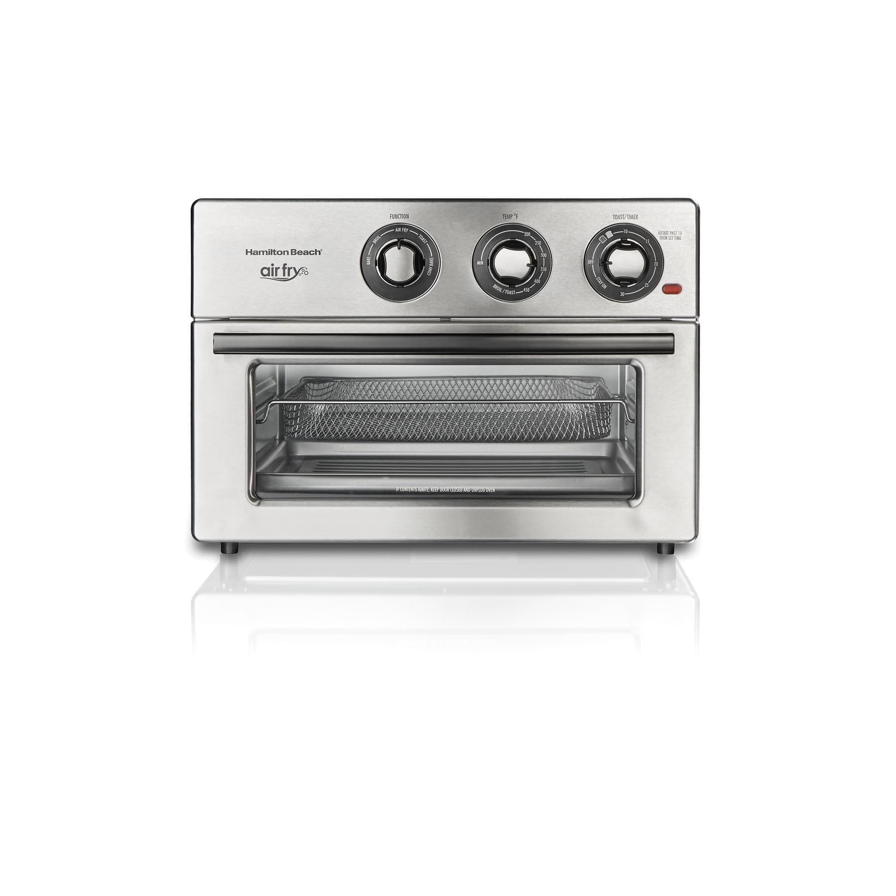 Hamilton Beach 6-in-1 Toaster Oven Air Fryer Combo with Bake, Broil & Toast Functions | 1800W Countertop Oven for Pizza, Chicken, Cookies | Stainless Steel Kitchen Appliance for Small Spaces & Dorm Rooms