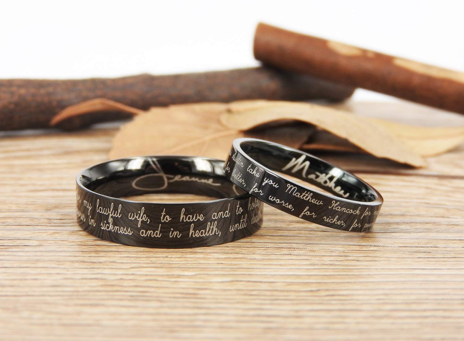 Personalized Handwriting & Signature Rings - Custom Initial Rings for Couples, Matching Wedding Bands Set in Titanium - Perfect for Anniversaries, Engagements & Romantic Gifts