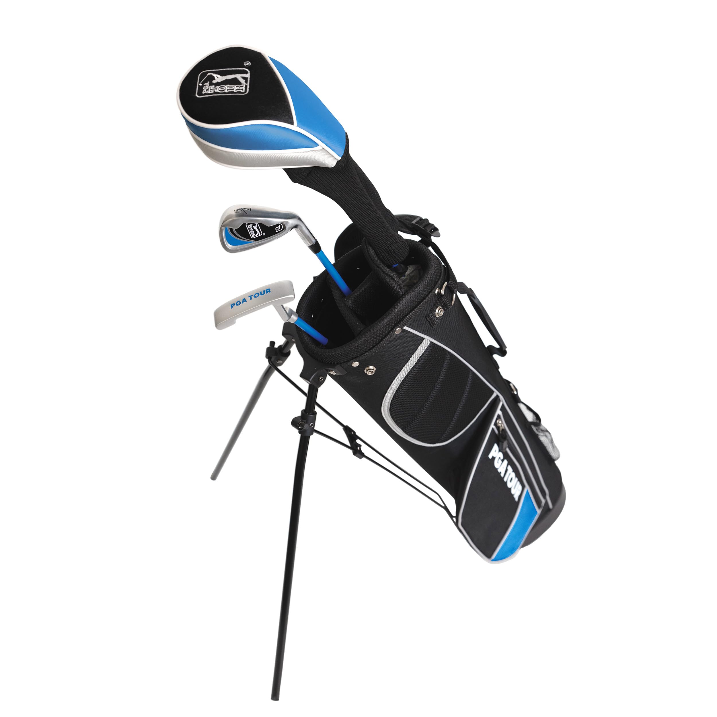 **PGA TOUR Youth Golf Club Set for Kids Ages 8-12 & 12+ – Right & Left Handed Junior Golf Clubs with Lightweight Stand Bag, Mallet Putter, Hybrid & Driver – Perfect for Beginners, Practice & Junior Golf Tournaments**