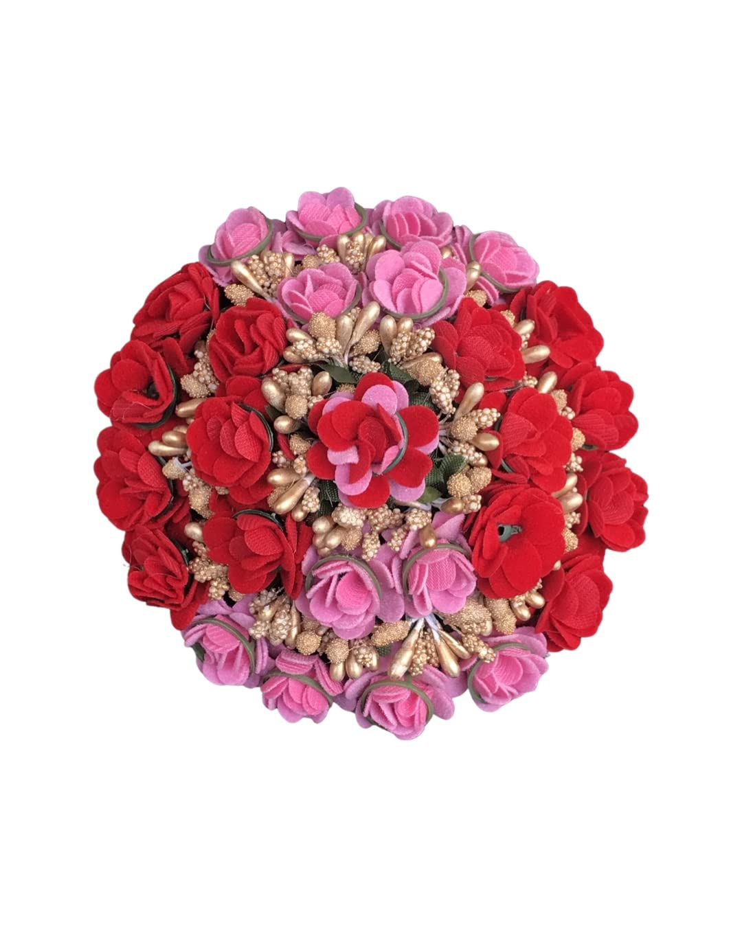 Arooman™ Bridal Hair Juda/Gajra - Red & Pink Floral Hair Accessories for Women & Girls (Pack of 1) - Perfect for Weddings, Parties & Indian Traditional Events