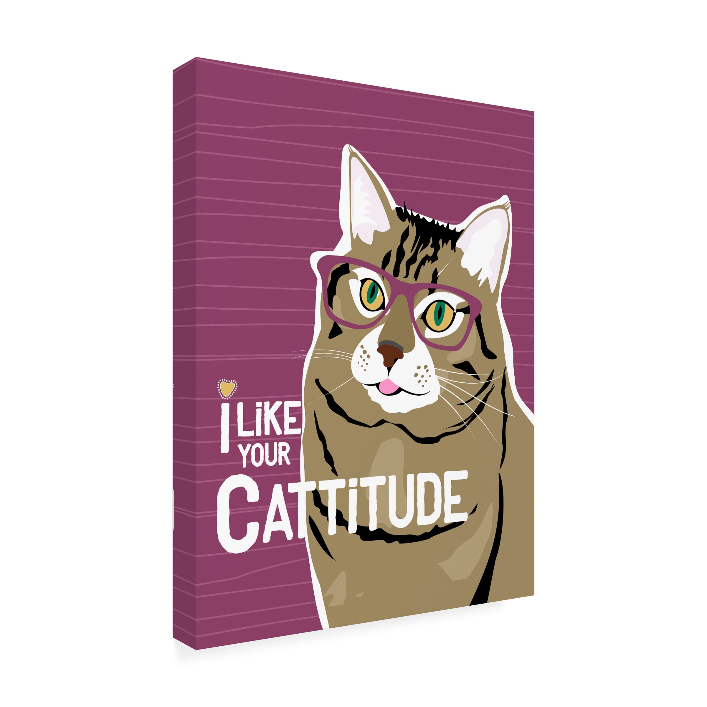 Trademark Fine Art 'I Like Your Cattitude' Canvas Wall Art by Ginger Oliphant - Funny Cat Painting for Living Room, Bedroom & Office Decor