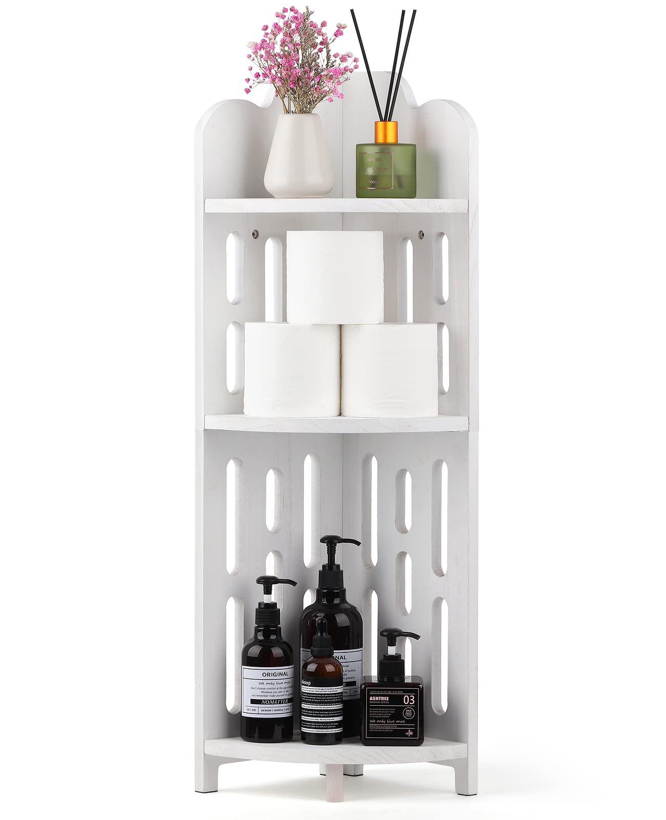 Meangood Floating Shelves - Wall Mounted Bathroom Corner Shelf Stand for Storage & Decor | Perfect for Small Spaces, Kitchen, Living Room & Bathroom Organization