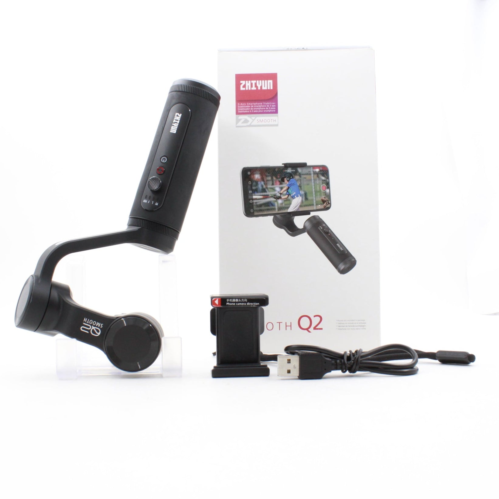 Used Zhiyun Smooth Q2 Smartphone Gimbal Stabilizer - 3-Axis Handheld Gimbal for iPhone & Android - Perfect for Vlogging, Travel Videos & Smooth Footage