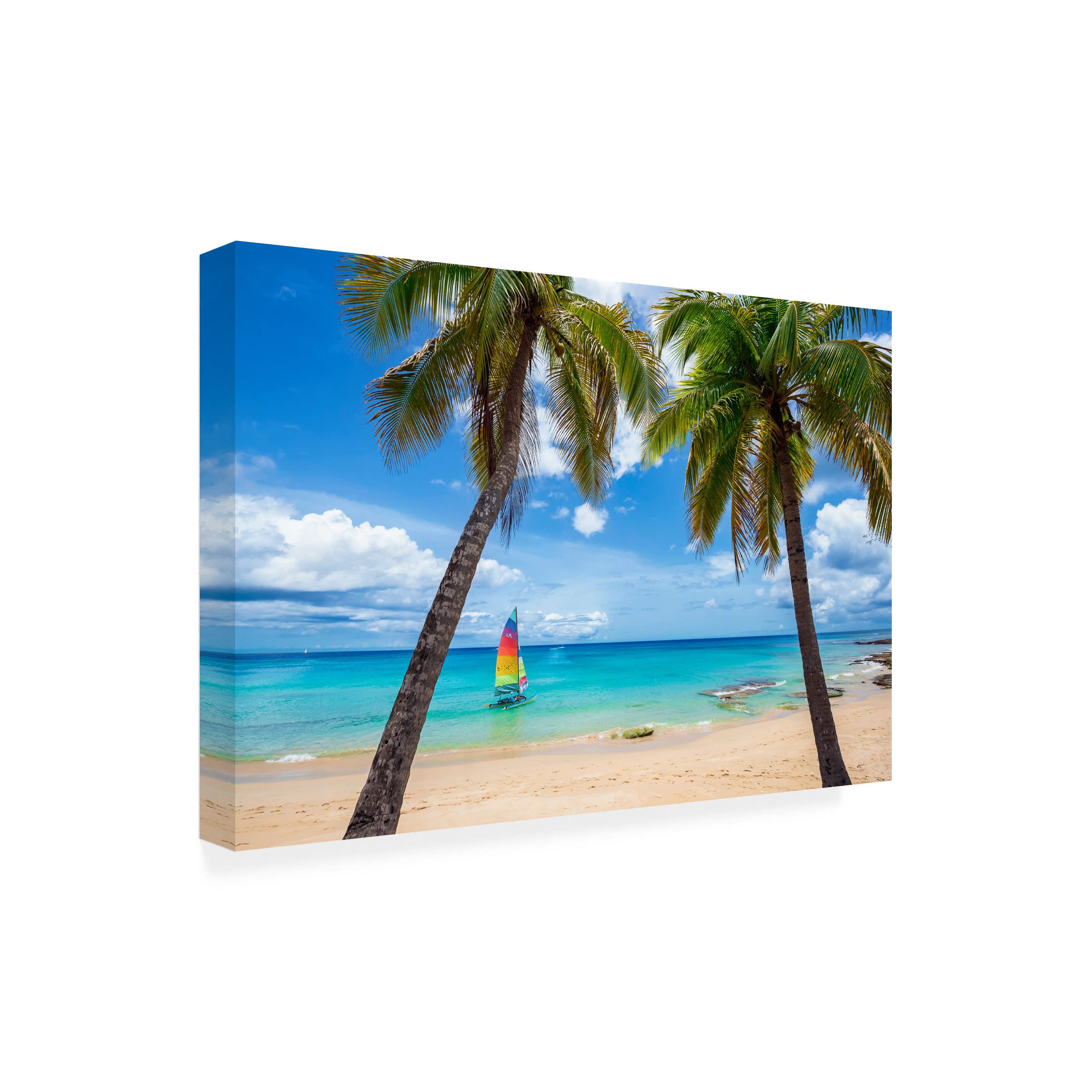 Lizzy Davis 'Postcard From Paradise' 16x24 Canvas Wall Art - Tropical Beach Landscape Painting for Living Room, Bedroom & Office Decor