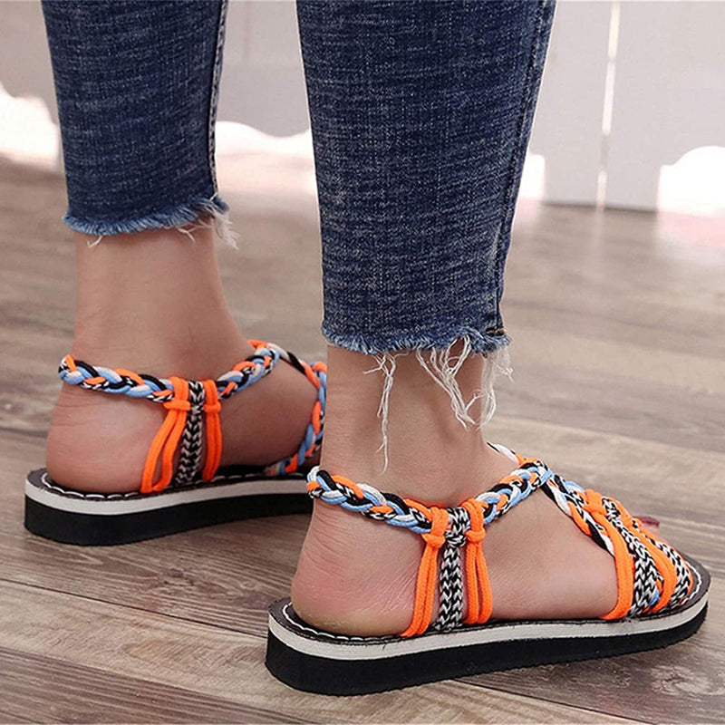 Stylish Summer Rope Flat Beach Sandals for Women - Comfortable Casual Flip Flops with Non-Slip Sole | Perfect for Beach, Pool, Vacation & Outdoor Activities