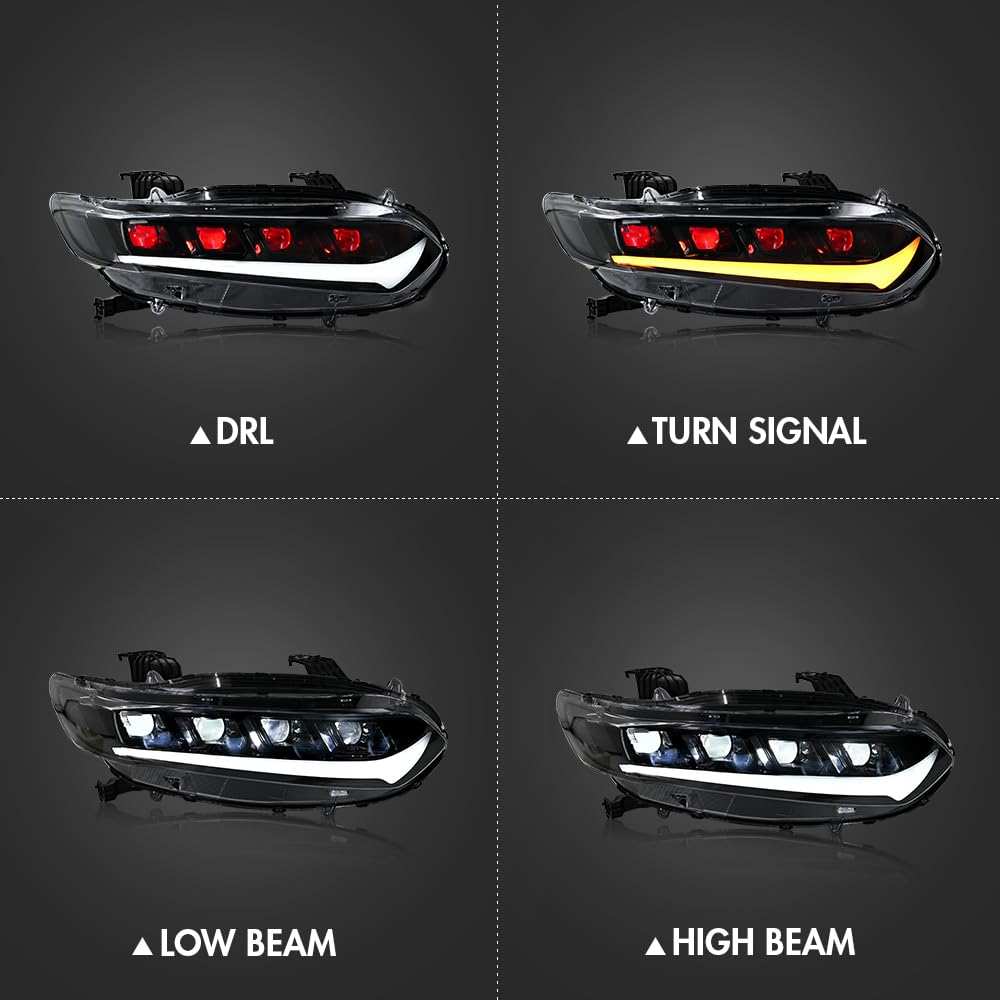 2018-2022 Honda Accord 10th Gen LED Sequential Taillights & Headlights Assembly - Compatible with EX, EX-L, LX, Sport & Touring Hybrid Models | Custom Replacement Lights with Animation Effects | Perfect for Night Driving & Car Customization